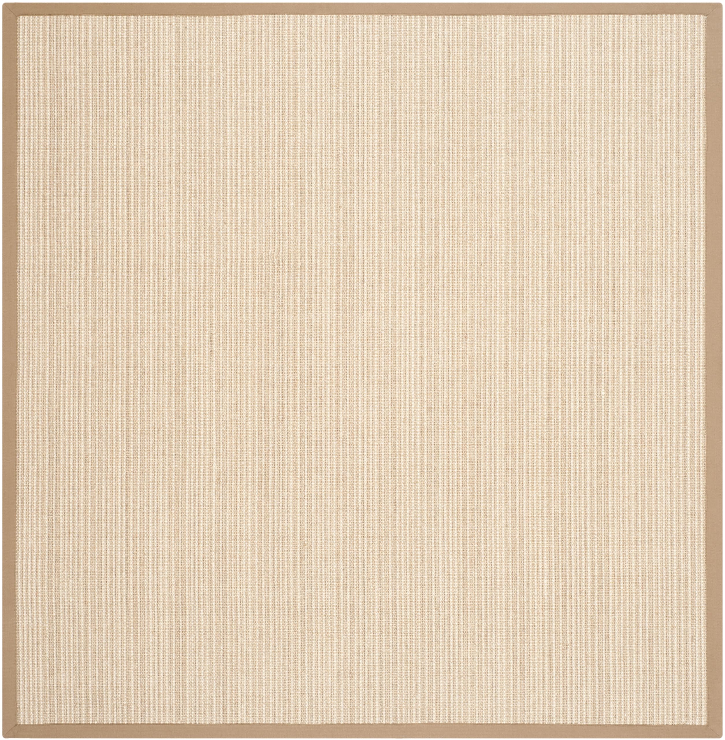 SAFAVIEH Natural Fiber Collection 8'x8' Square Tan/Tan NF442D Border Stripe Sisal Area Rug - Perfect for Living Room, Bedroom & Home Decor