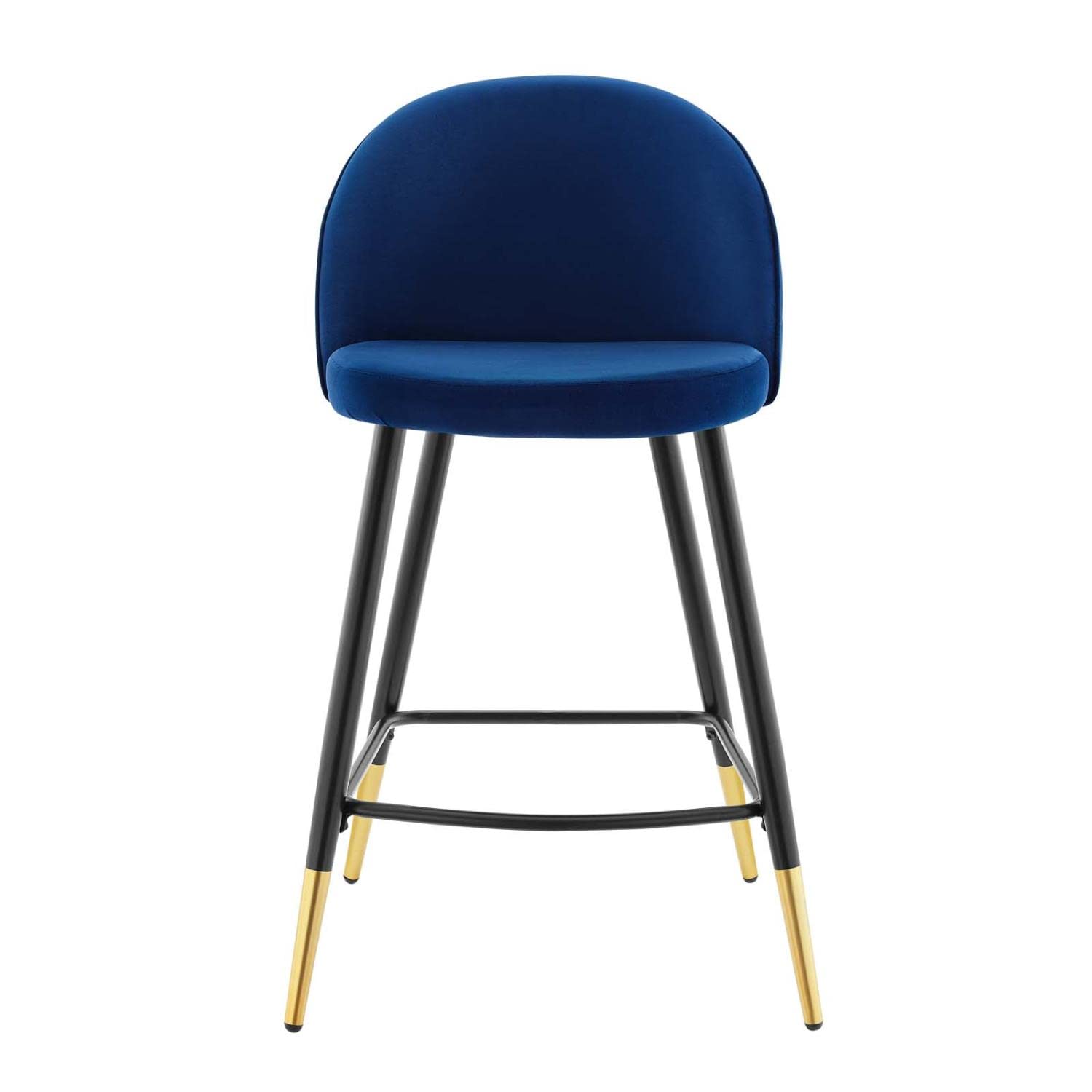 Modway Cordial Performance Velvet Dining Counter Stools Navy Blue - Set of 2 Bar Stools for Kitchen Island, Breakfast Nook & Home Decor