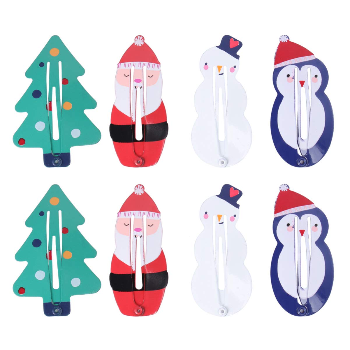 Lurrose Christmas Hair Clips - 8pcs Cute Cartoon Xmas Snap Hair Barrettes for Girls & Women | Perfect for Holiday Parties, Gifts & Festive Hairstyles