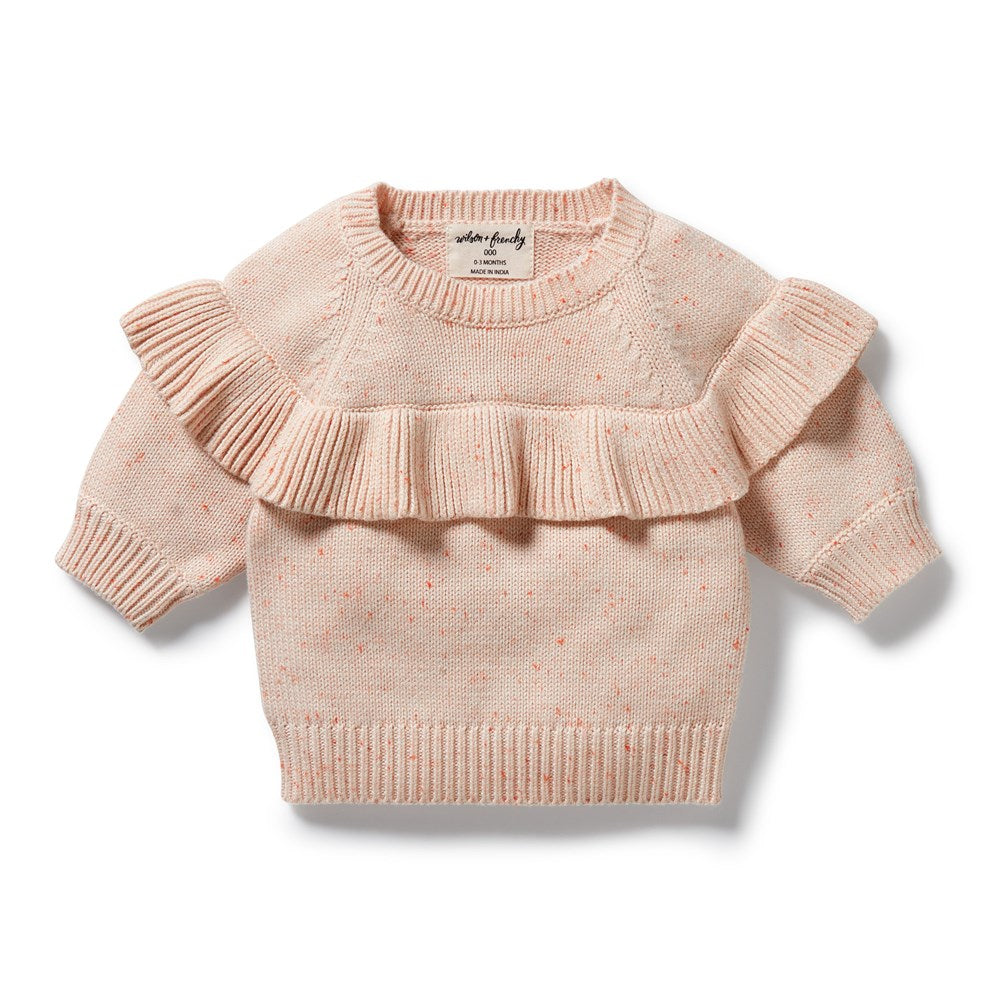 Organic Cotton Knitted Ruffle Jumper for Women - Soft Fairy Floss Sweater - Casual Boho Chic Pullover for Fall & Winter Outfits