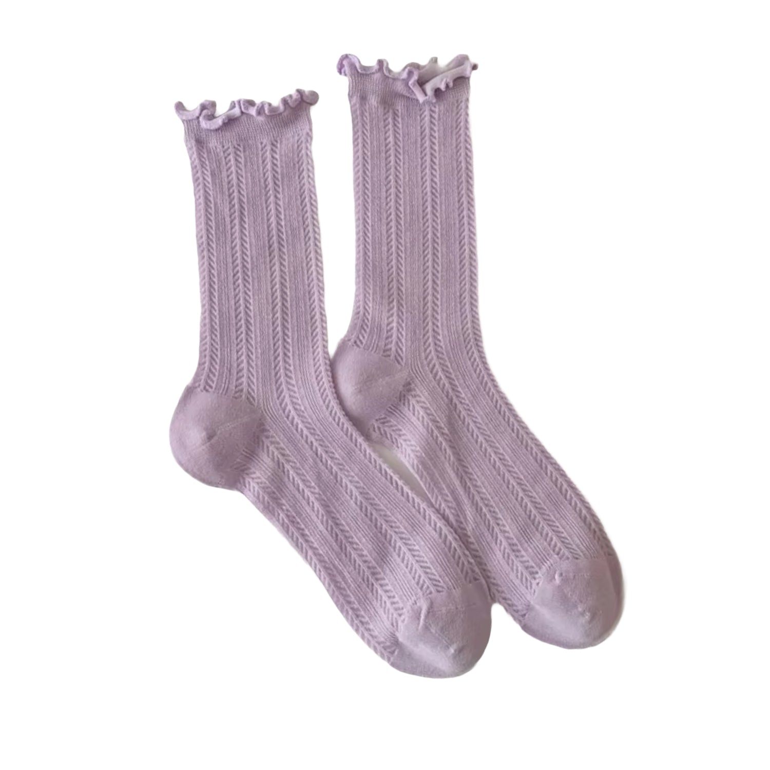 FLOOF Tall Purple Frill Socks for Women - Trendy Knee-High Socks for Casual Wear, Cosplay & Fashion Outfits