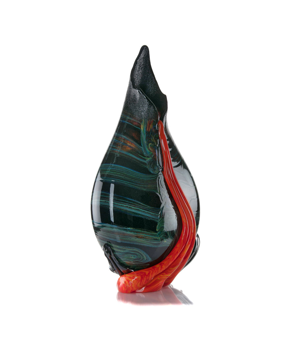 Daniel Moe Black Lava Trail 1 Glass Vessel - Modern Home Decor, Unique Centerpiece for Dining Table, Living Room, or Office