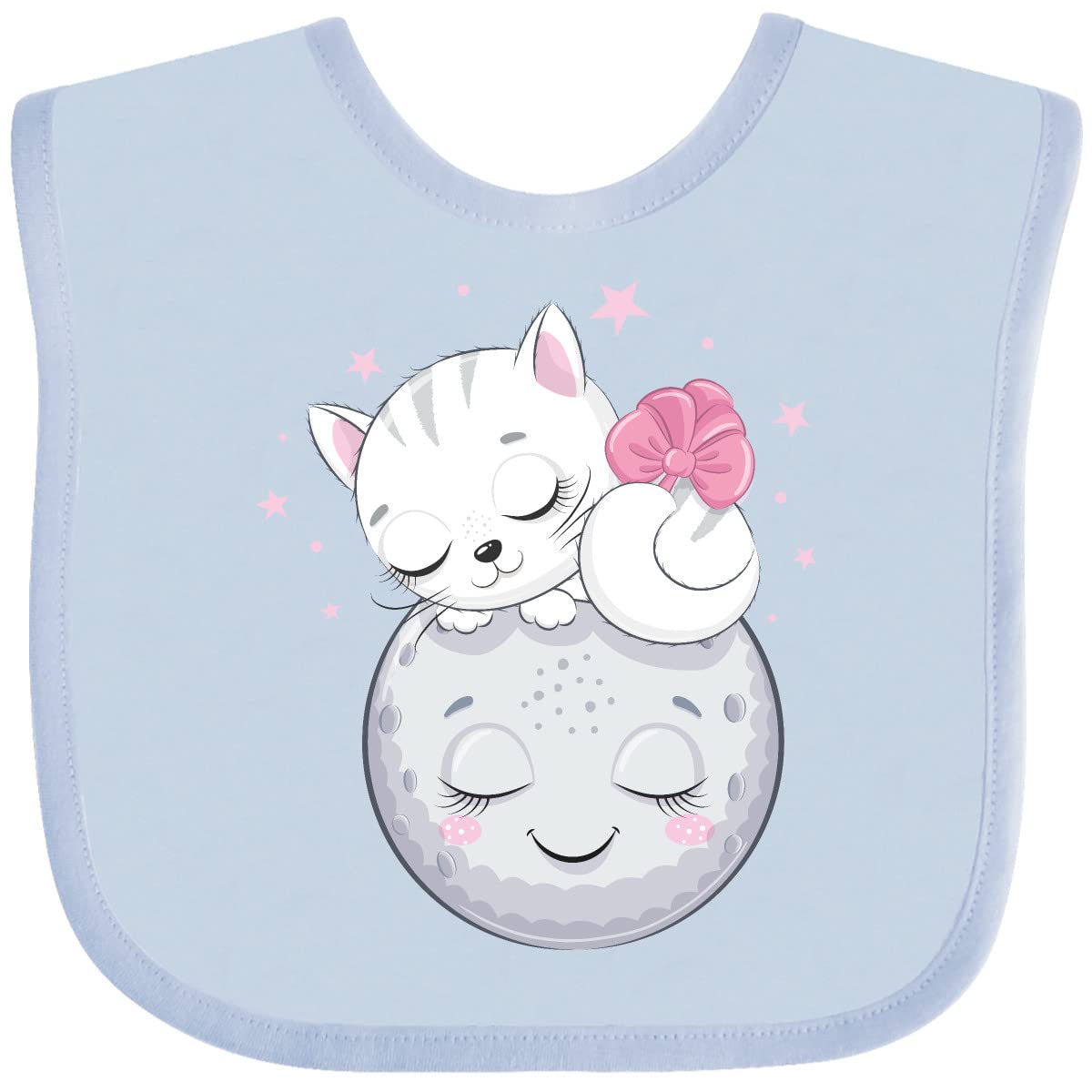 Inktastic Cat on the Moon Baby Bib - Soft Cotton Drool Bib for Infants & Toddlers - Perfect for Feeding Time, Daycare, and Photo Shoots
