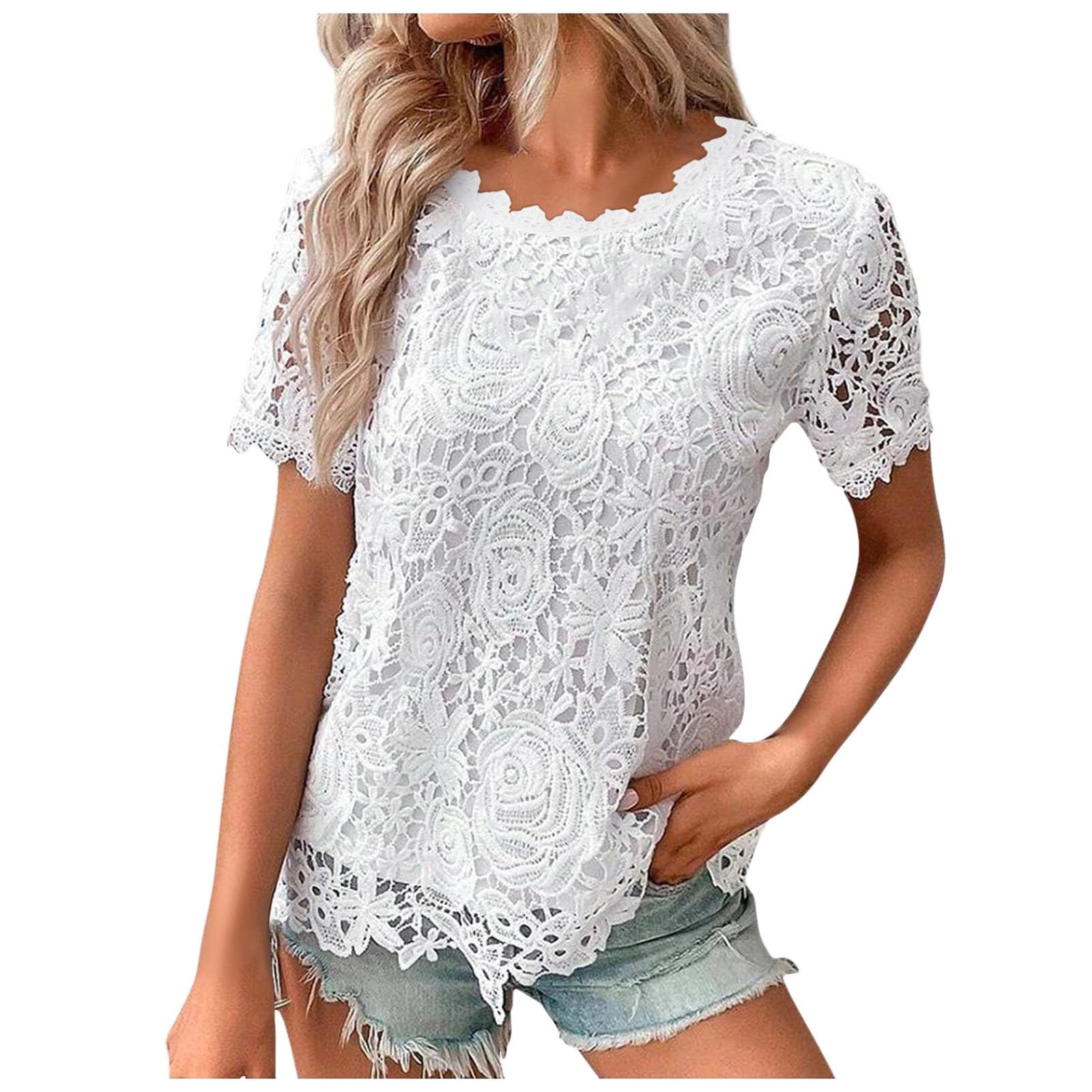 Elegant White Lace Tops for Women - Perfect for Evening Parties, Weddings & Special Occasions