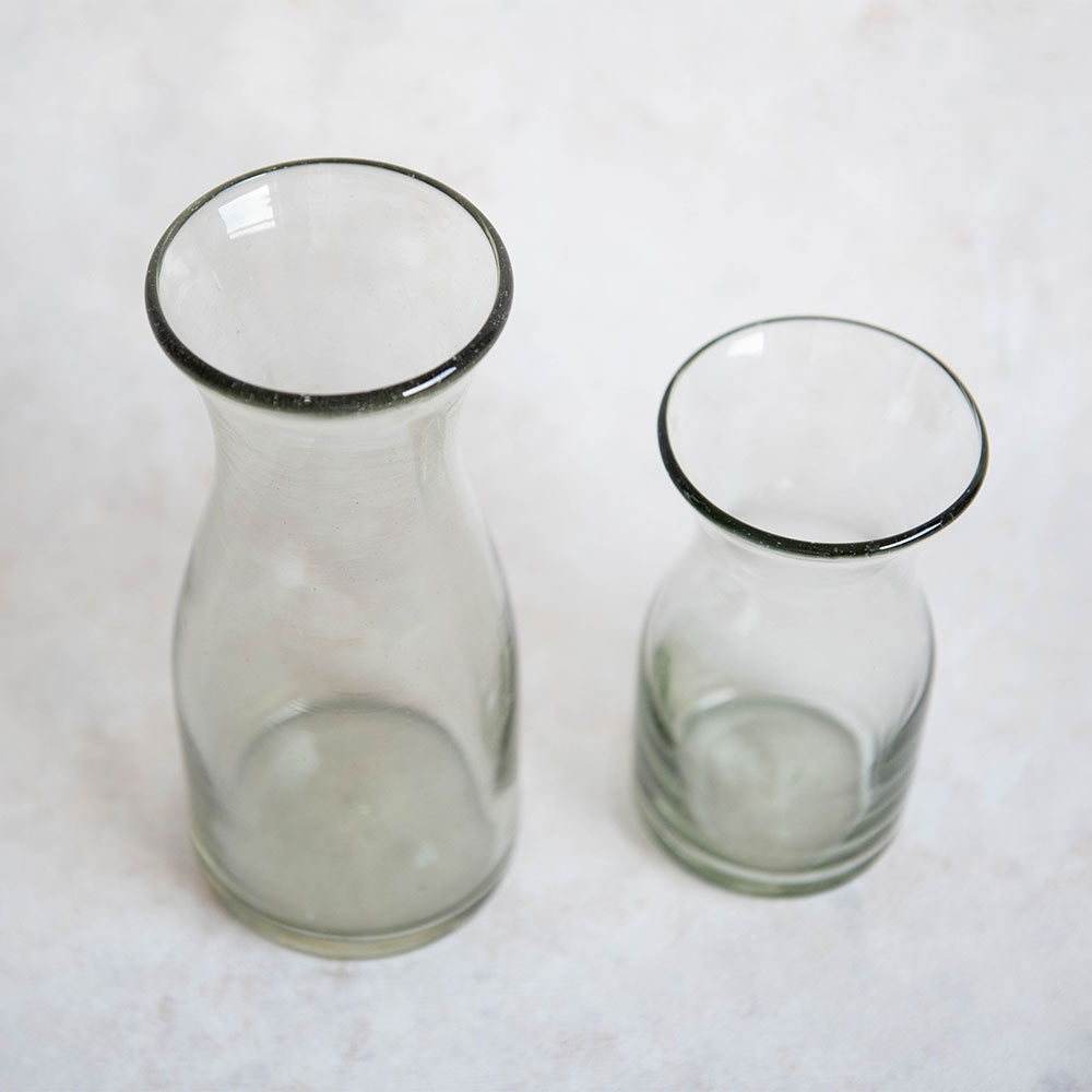 Eco-Friendly Small Recycled Glass Carafe for Water, Juice & Wine - Perfect for Dining, Gifting & Home Decor