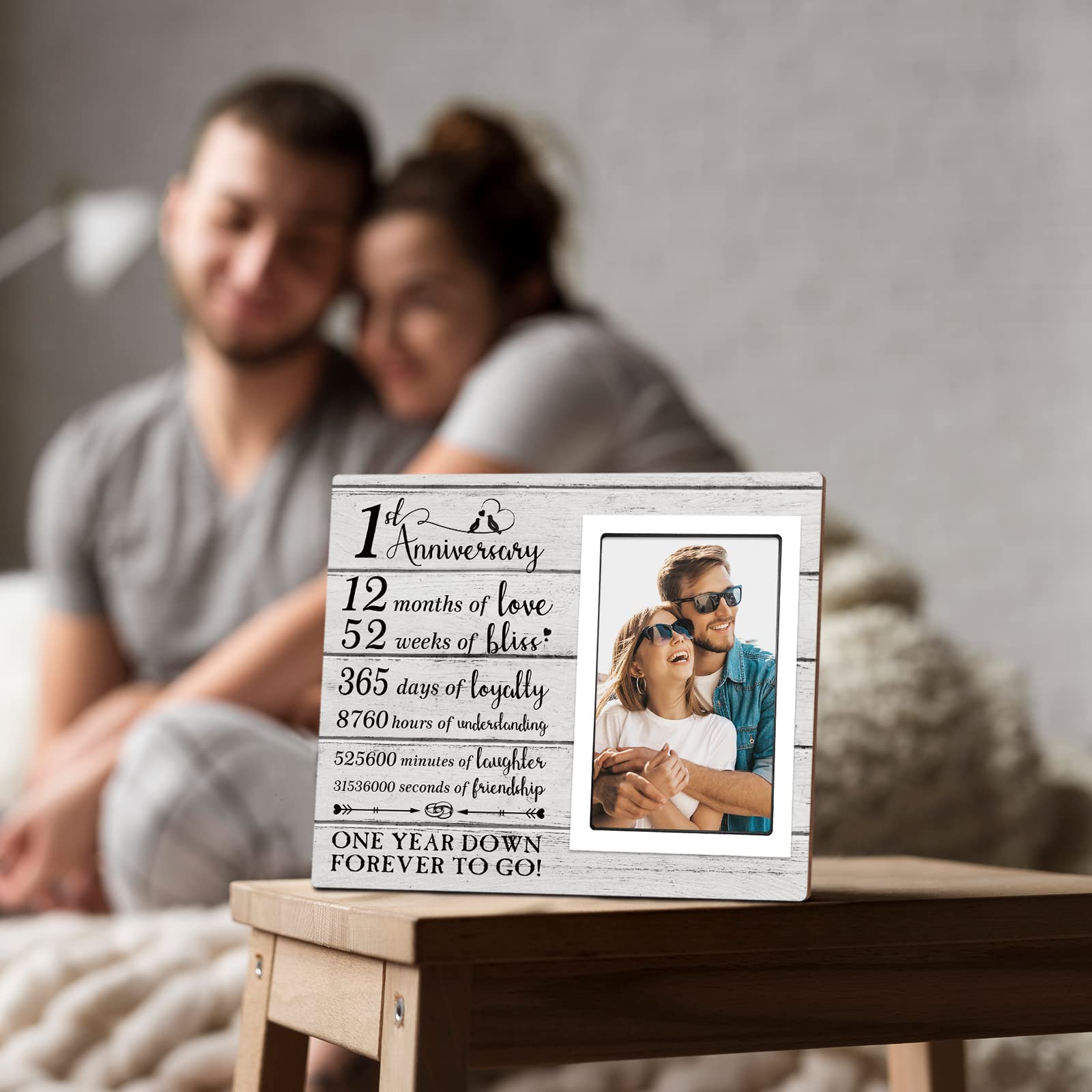 BeneCharm 1st Anniversary Picture Frame - Elegant Wedding Gift for Couples, Husband & Wife - Holds 4x6 Photo - Perfect for Home Decor, Romantic Gifts & Anniversary Celebrations