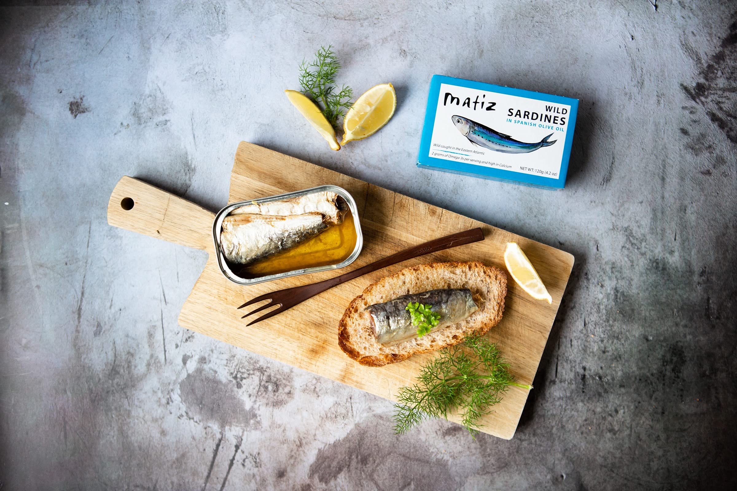 Matiz Sardines in Olive Oil - Wild Caught Spanish Gourmet Canned Fish (Pack of 25, 4.2oz Cans) | High Protein, Natural & Fresh | Perfect for Tapas, Snacks, Meals, Salads & Charcuterie Boards