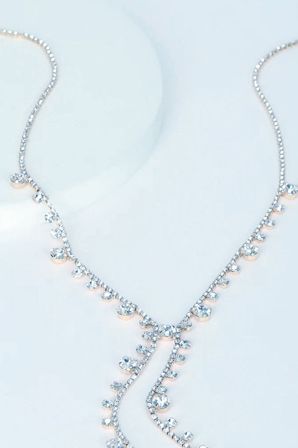 Elegant Irregular Full Diamond Necklace for Women - Perfect for Evening Parties, Weddings & Special Occasions