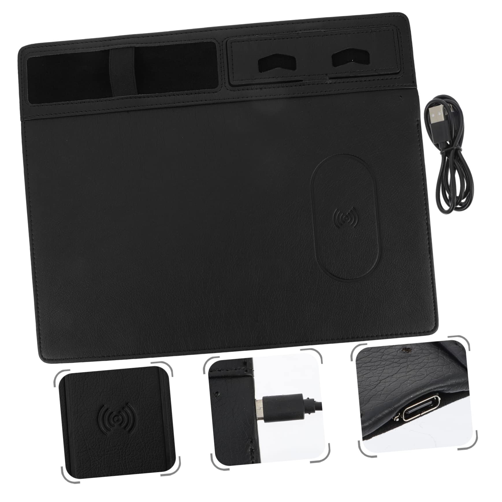 Wireless Charging Pad with Gaming Mouse Mat - Fast Qi-Certified Charger for iPhone, Samsung, AirPods - Multi-Functional Desk Accessory for Office & Home Workspace Setup