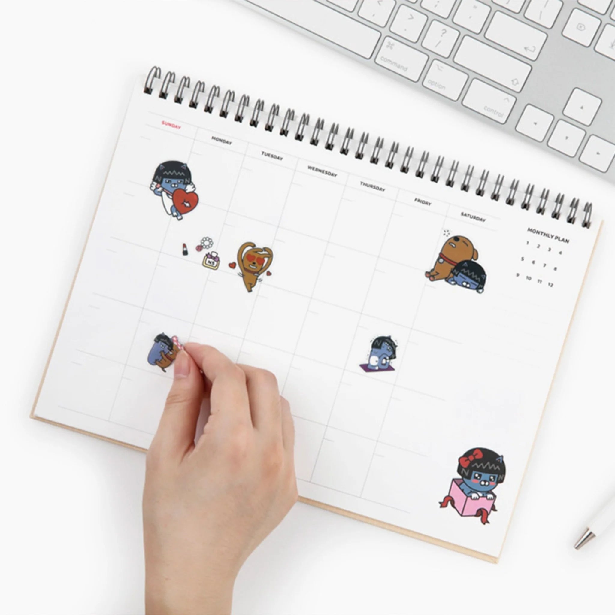 KAKAO FRIENDS Clear Stickers Pack of 4 - Cute Korean Cartoon Decals for Laptops, Planners & Water Bottles
