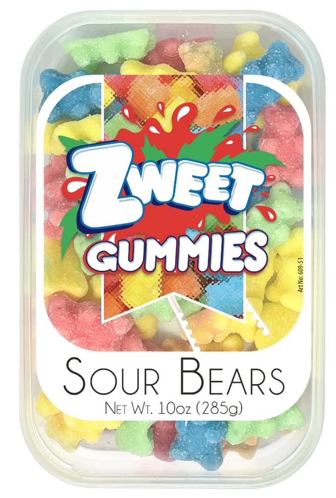 Sour Gummy Bears Candy 10oz - Kosher & Halal - Resealable Pack for Snacking