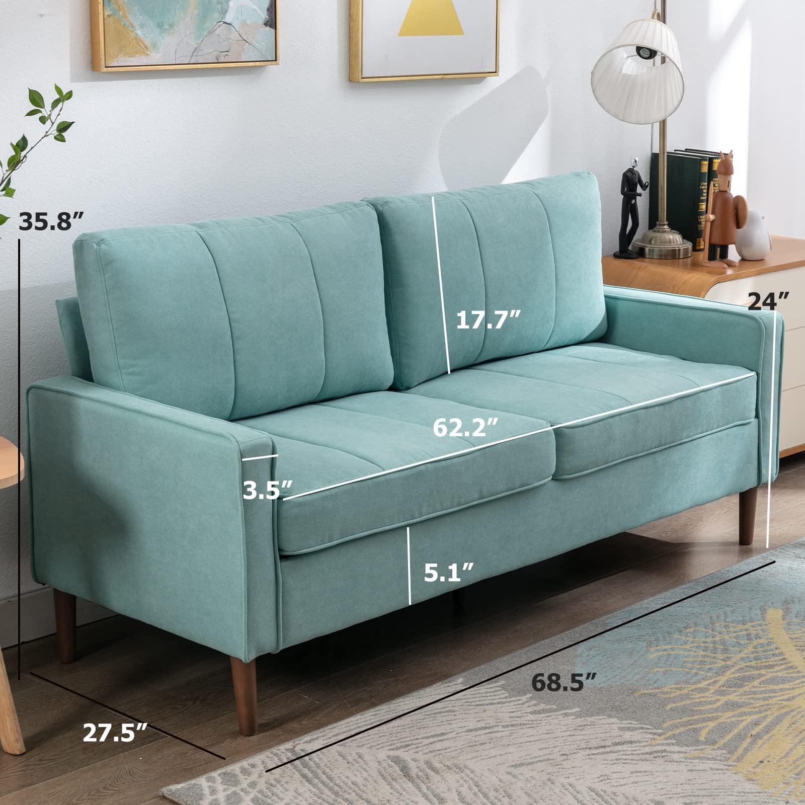 Mid Century Modern Loveseat Sofa 68