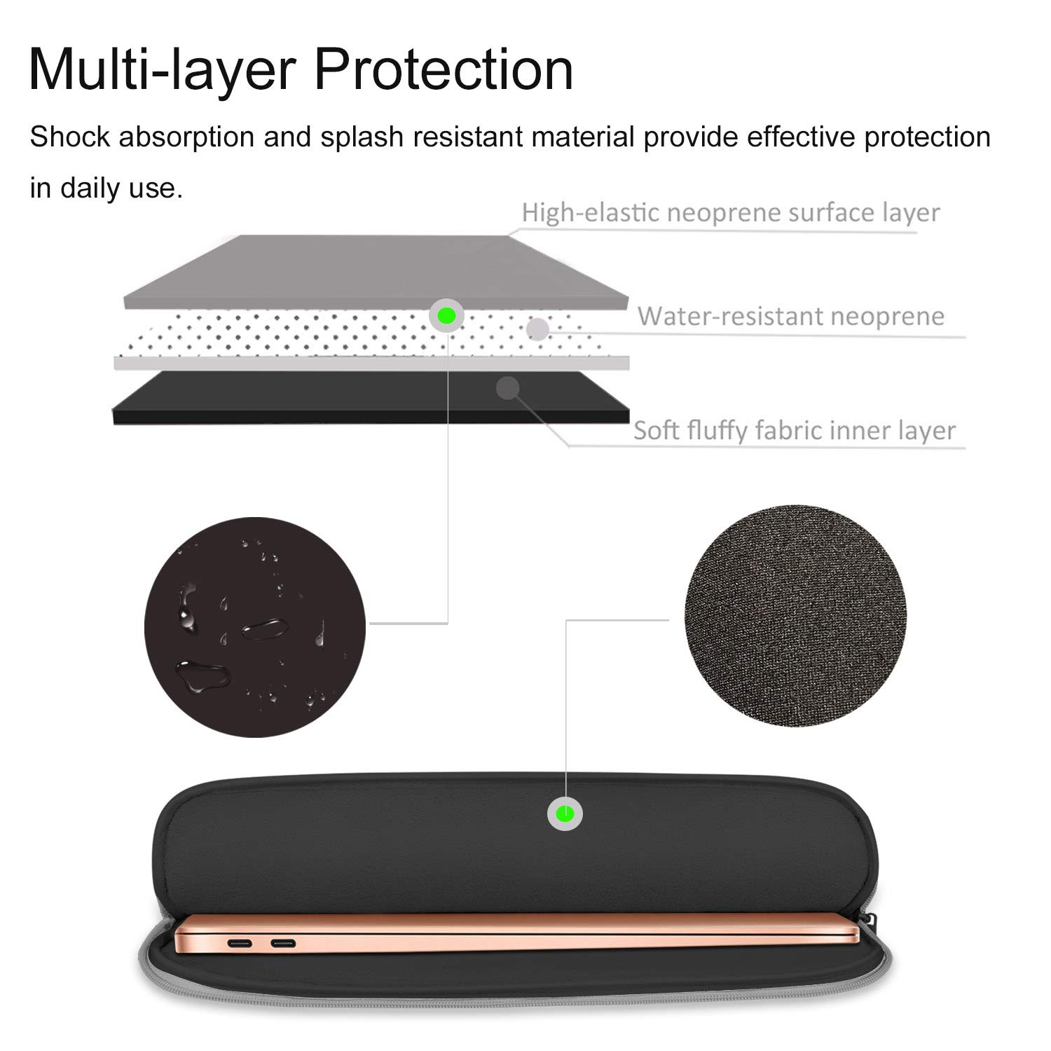 Premium HESTECH Neoprene Laptop Sleeve Case for 11.6-12.3 Inch Chromebooks - Protective Cover for Acer R11, HP Stream, Samsung, Surface X/7/6/5/4/3/Go, MacBook Air/Pro M2 M1 - Light Grey | Perfect for Work, School & Travel