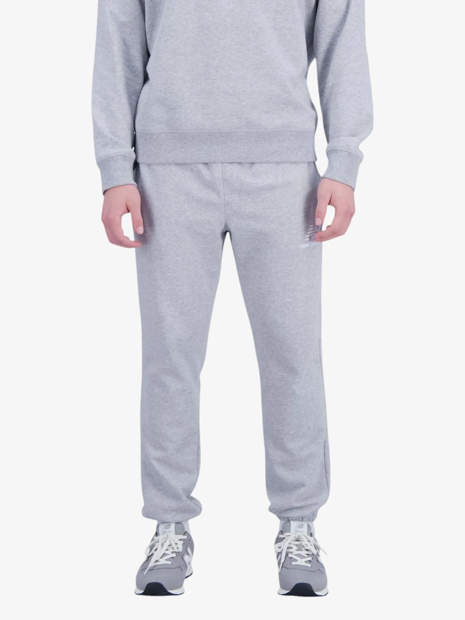 New Balance Essentials Stacked Sweatpants for Men & Women - Gray Joggers for Running, Gym, Lounge & Casual Wear