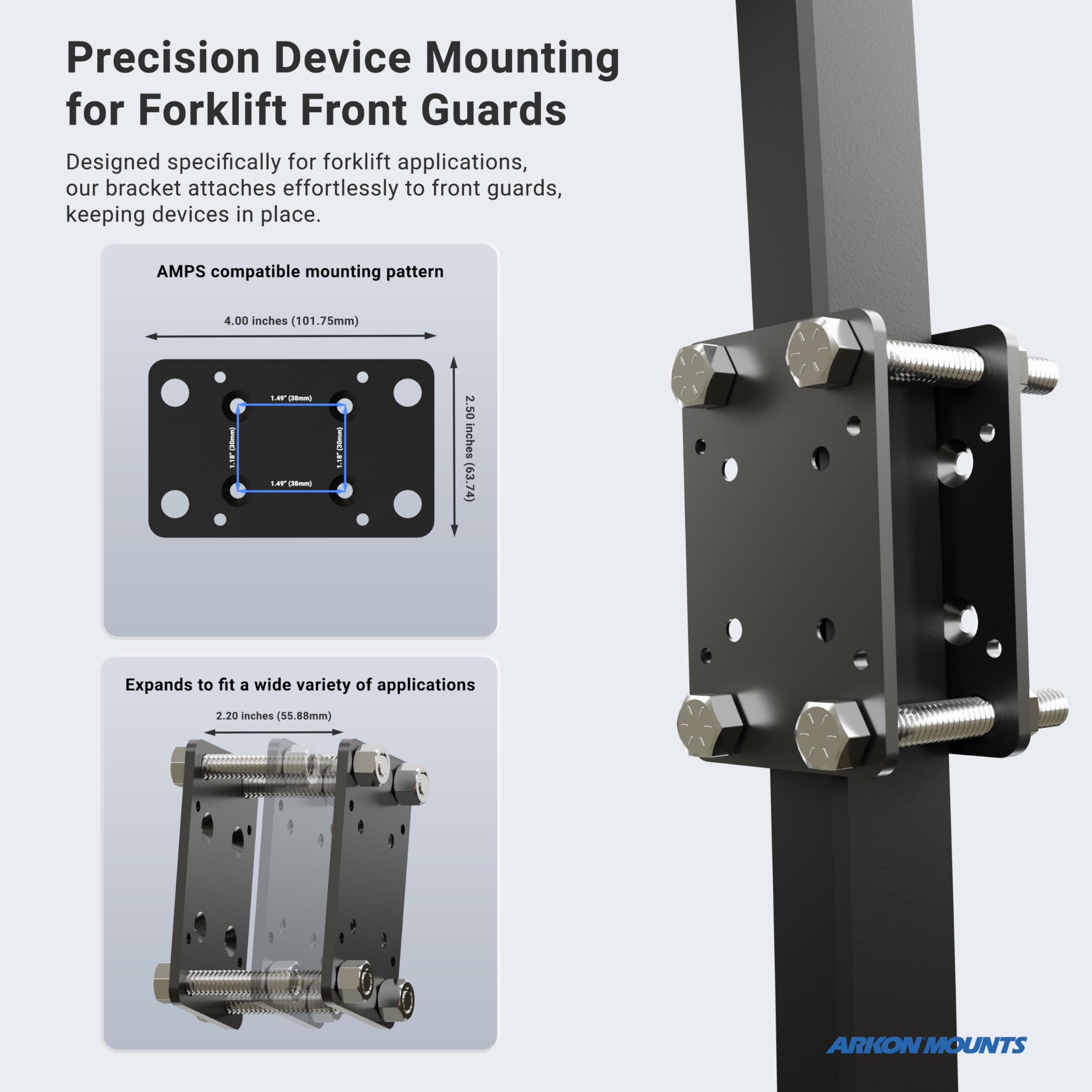ARKON Forklift Locking Tablet Mount - Adjustable 8.5-inch Shaft Arm for iPad & Samsung Tablets | Secure & Easy Installation | Durable Warehouse Vehicle Accessory | Perfect for Inventory Management & Logistics Operations