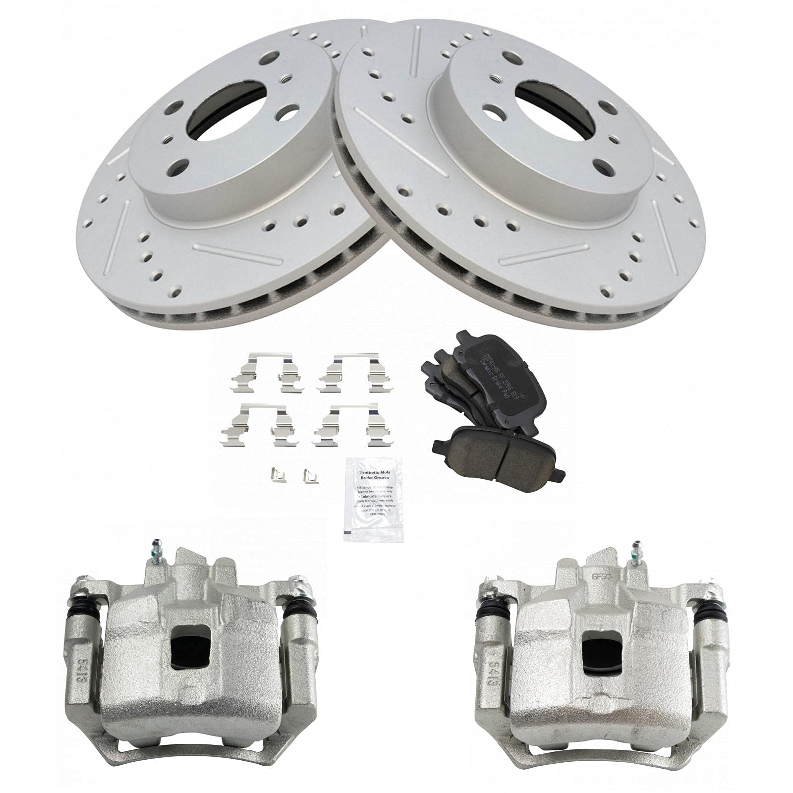 TRQ Front Performance Brake Pad & Rotor Kit - Ceramic Vented Premium G-Coated for 1998-2002 Chevrolet Prizm & Toyota Corolla - Smooth Stopping Power for City Driving & Highway Commutes