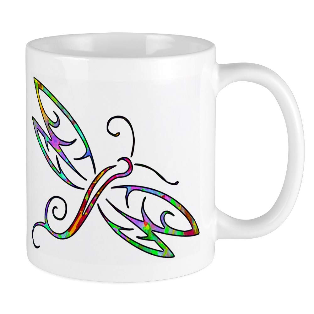 Colorful Dragonfly Ceramic Coffee Mug 11 oz - Handmade Tea Cup for Home, Office & Gifts - Perfect for Hot Drinks & Souvenirs