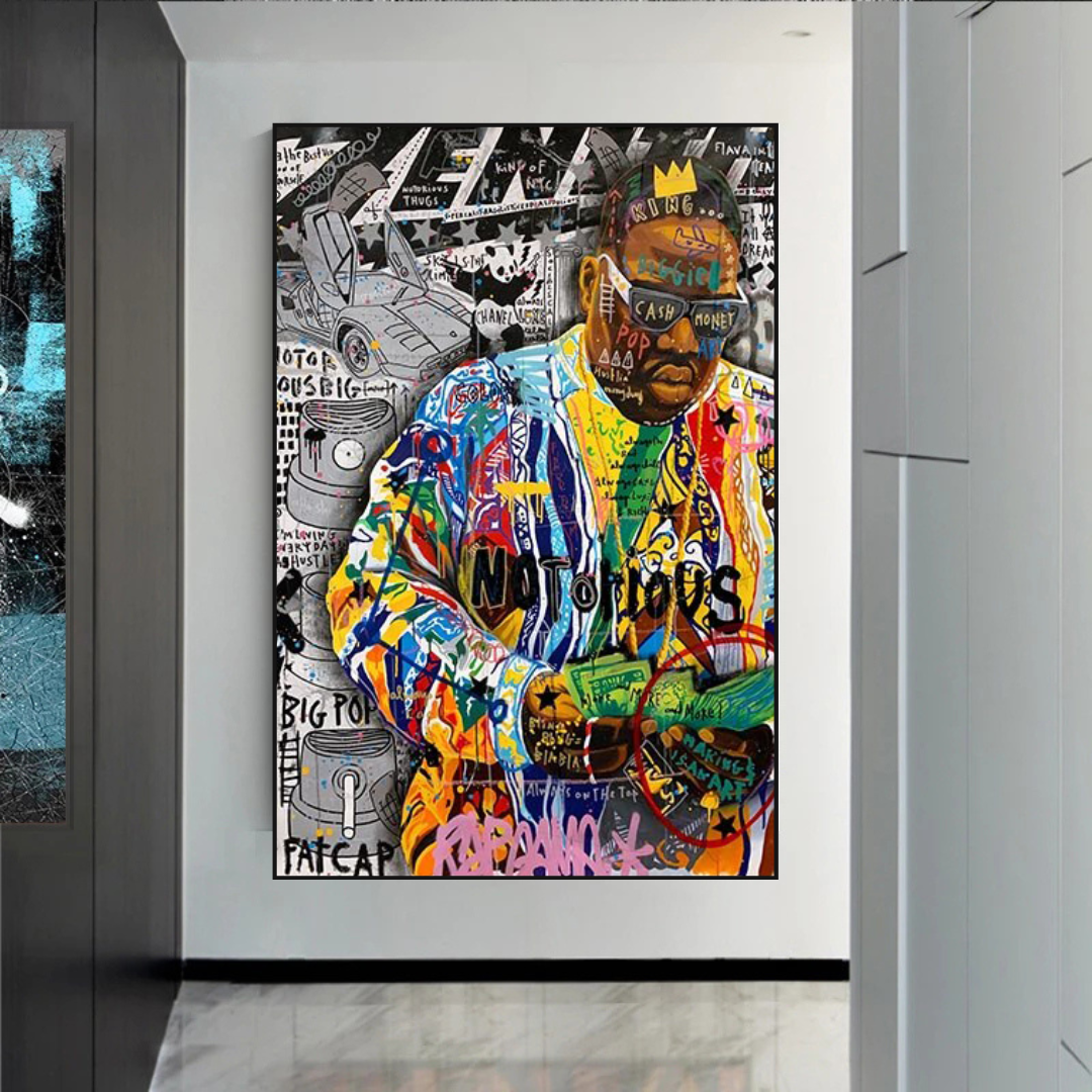 Biggie Smalls Canvas Wall Art - Iconic Rapper Painting - Hip Hop Decor for Living Room, Bedroom & Office
