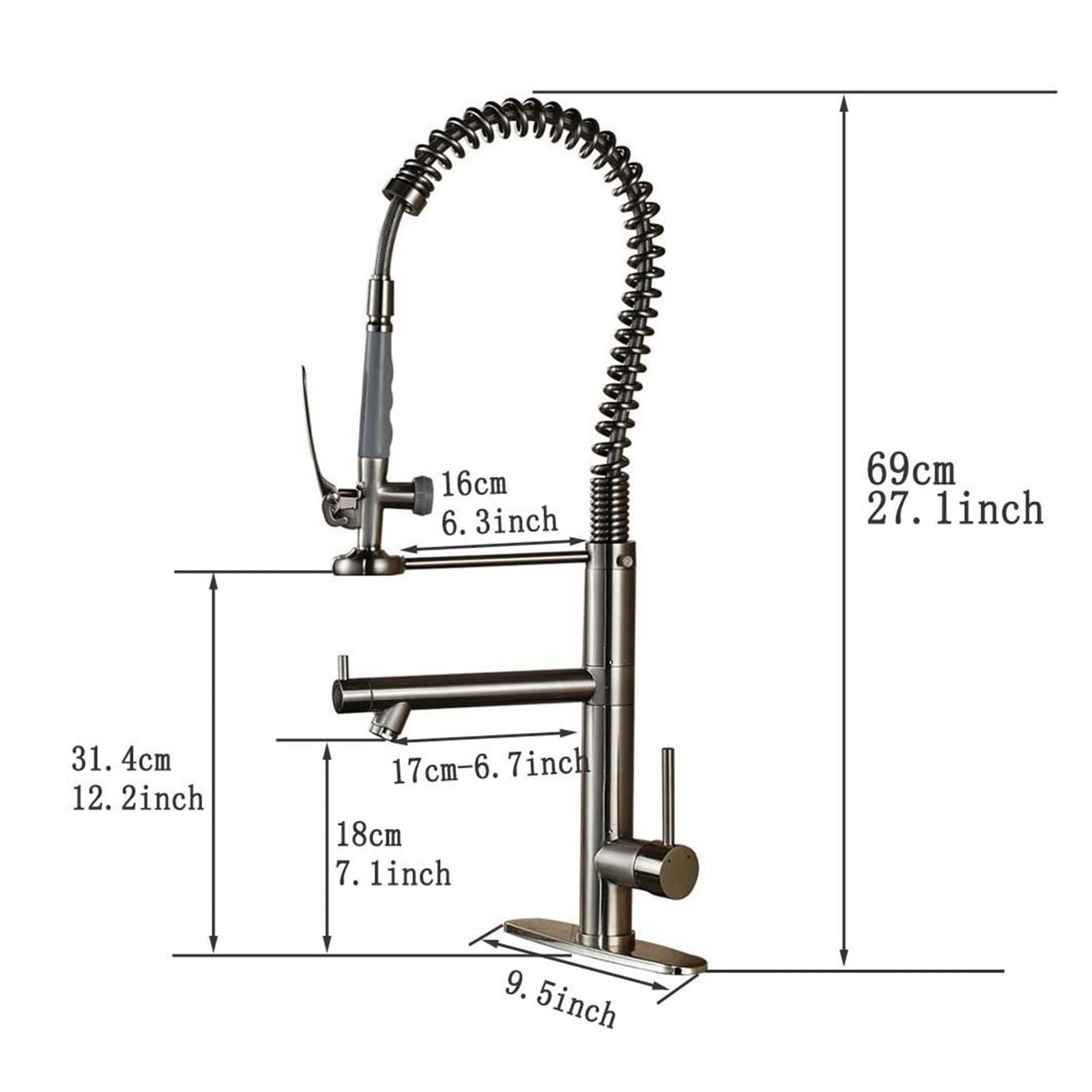 Sturdy Pre-Rinse Spring Pull Down Kitchen Sink Faucet - Single Handle with Sprayer in Black Bronze & Chrome - Perfect for Modern Kitchens & High-Traffic Restaurants