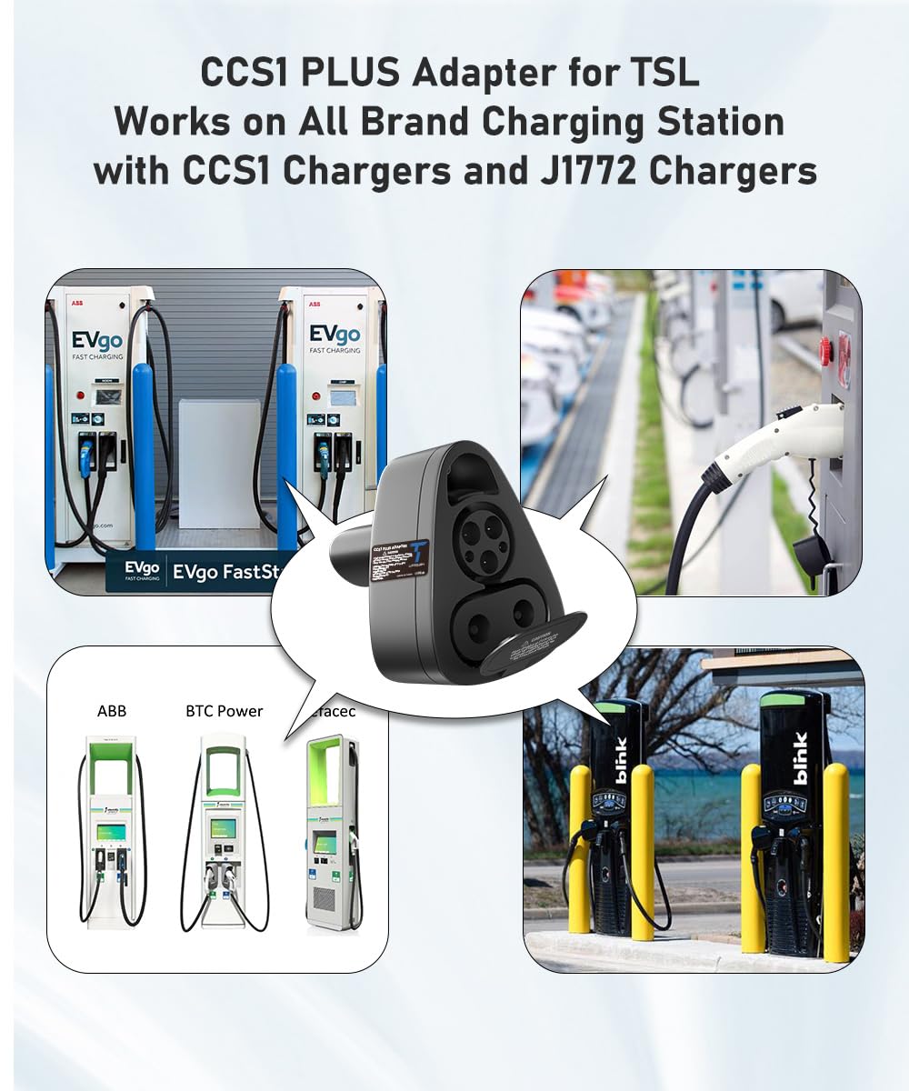 Tesla Charger Adapter - Universal 2-in-1 CCS to J1772 Adapter for Tesla Model 3/S/X/Y | Compatible with CCS1 & J1772 Charging Stations | 250KW High Power DC/AC Supercharger | Perfect for Road Trips & Home Charging | Ideal Tesla Accessory Gift