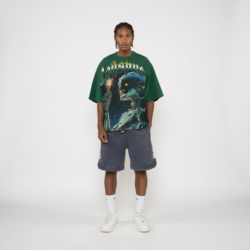 Godspeed New York Sputnik Moment T-Shirt - Hunter Green - Vintage Graphic Tee for Casual Wear & Street Style