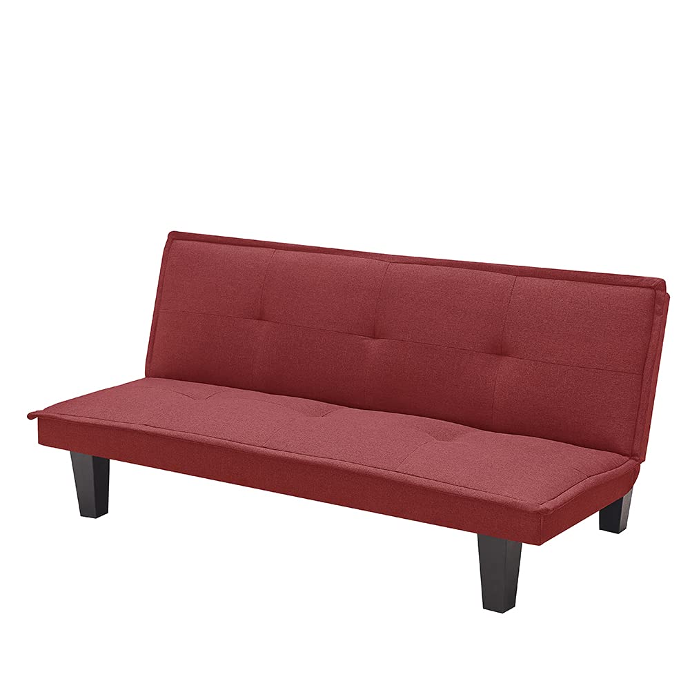 Modern Fabric Futon Sofa Bed - Convertible Folding Sleeper Sofa for Small Spaces, Living Room & Guest Room (Red) | Space-Saving Multi-Functional Furniture for Apartments, Dorms & Home Offices