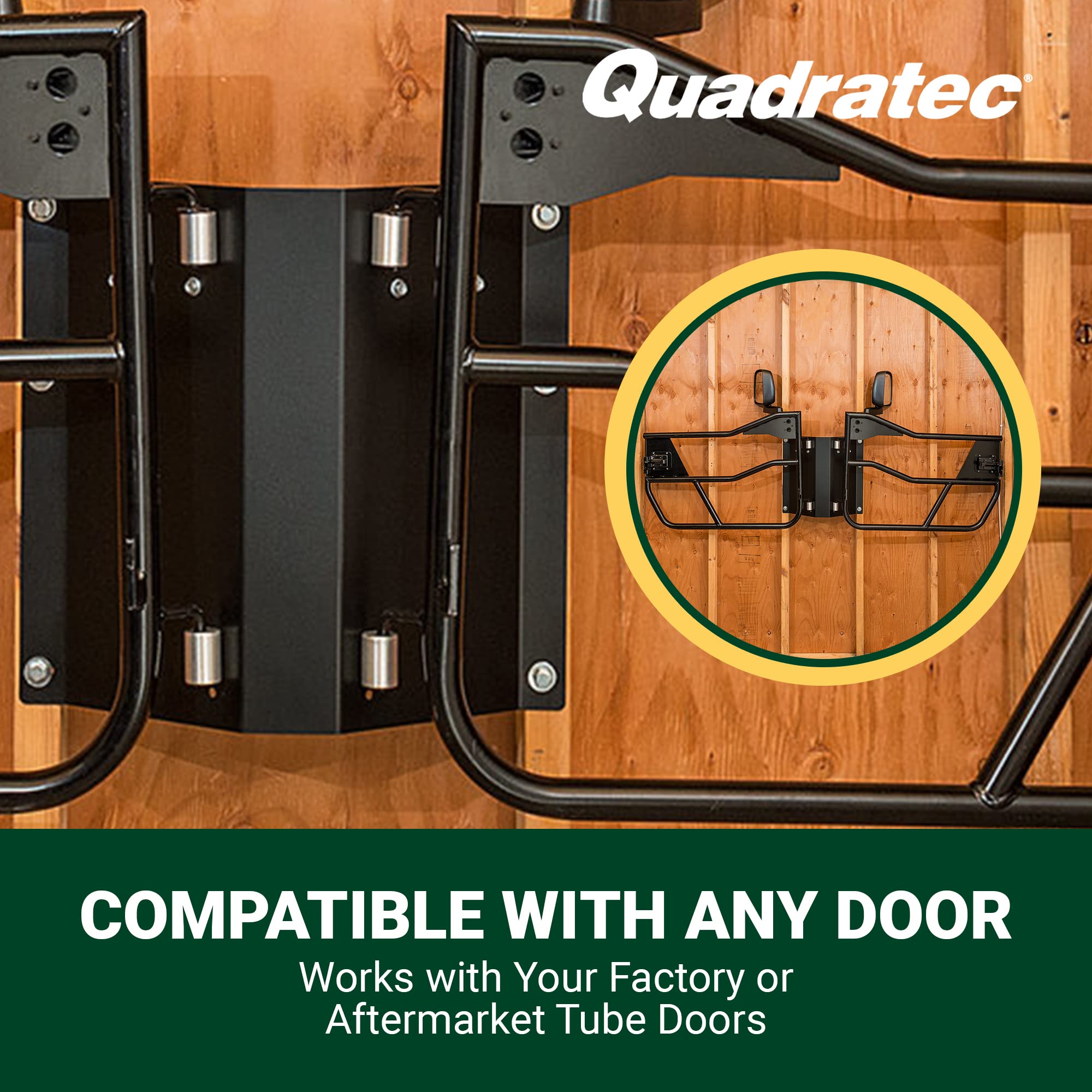 Quadratec Hinge Mounted Jeep Door Storage Hanger - Fits Jeep Wrangler & Gladiator (1976-2023 Models) CJ YJ TJ LJ JK JL - Garage Wall Organizer for Jeep Doors - Perfect for Off-Road Storage & Space Saving in Garages