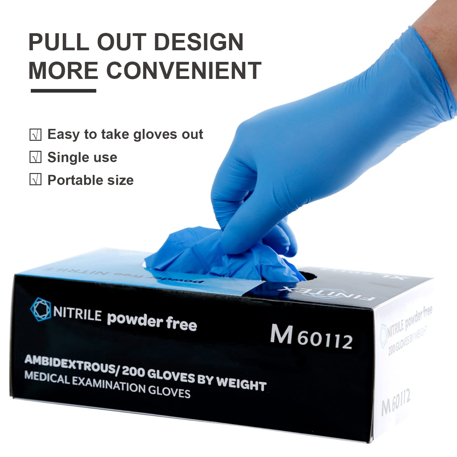FINITEX Nitrile Disposable Medical Exam Gloves - Powder Free, Latex Free, 2000 Count (Blue) - Ideal for Healthcare, Food Service, Tattoo & Salon Use