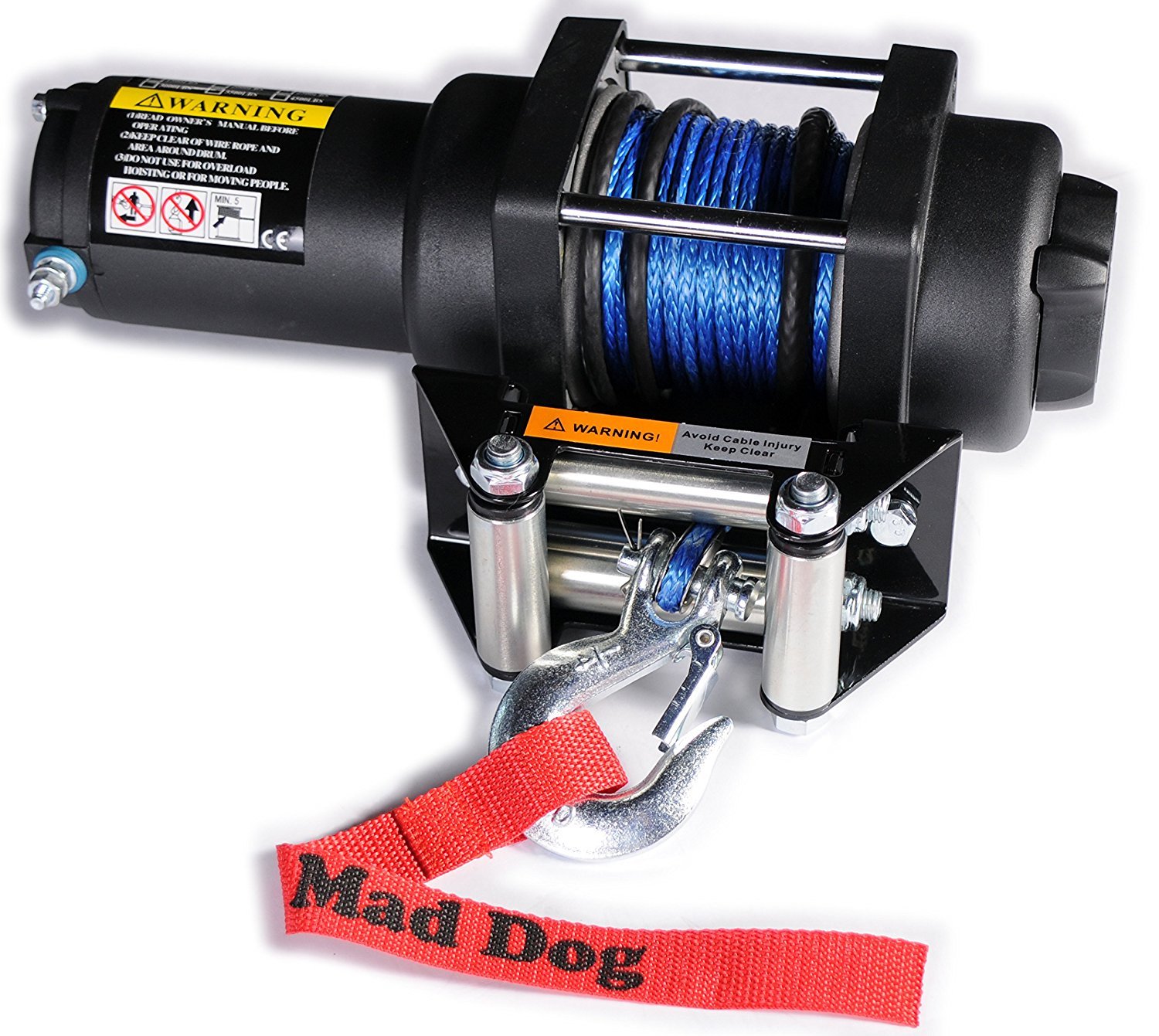 Mad Dog 2500lb Winch Mount Combo with Synthetic Rope for Suzuki King Quad 400 4x4/AS/AF/ASi/Fsi (2008-2024) - Heavy-Duty Off-Road Recovery & ATV Accessories