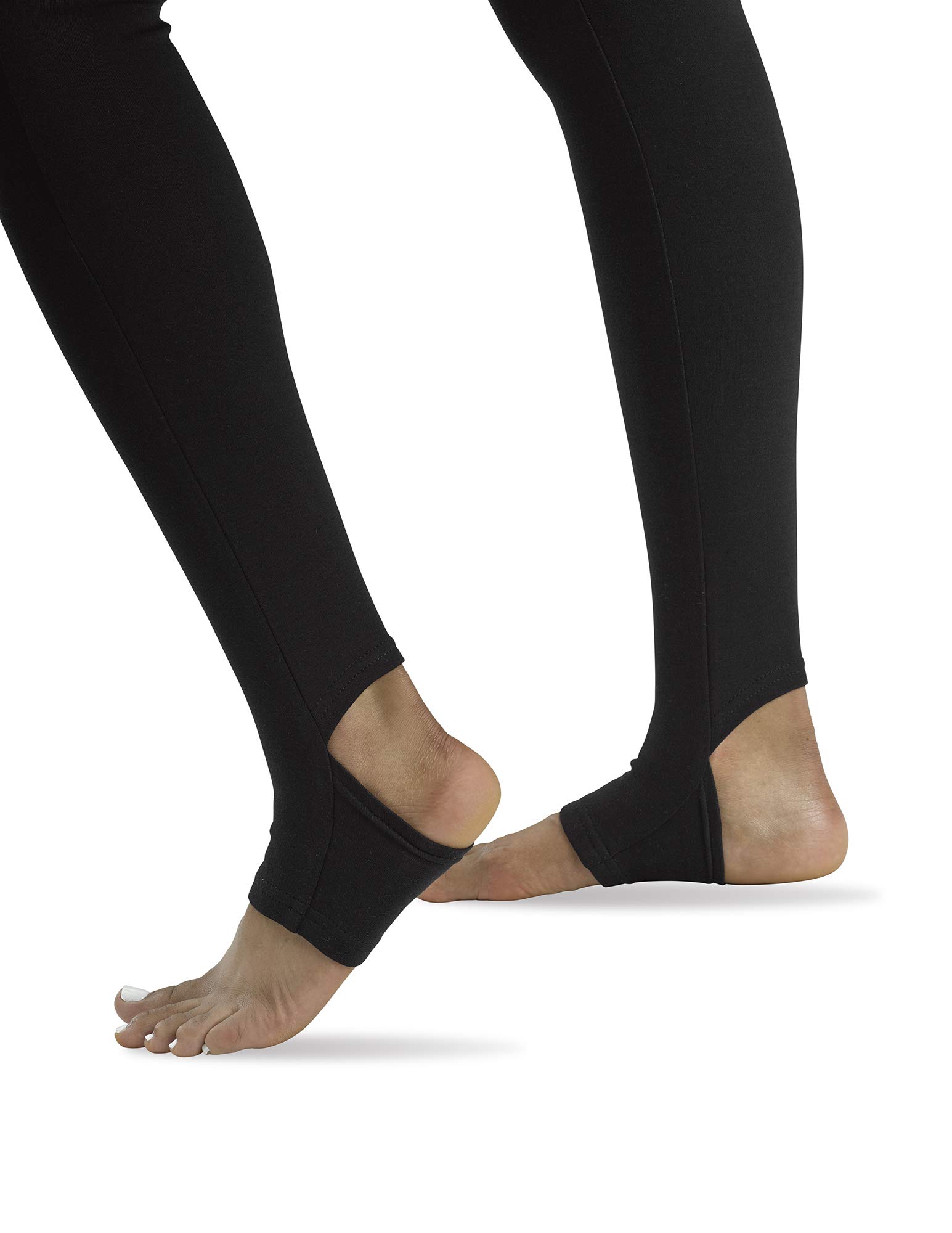 HUE Women's Stirrup Leggings - Black, Large Size - Comfortable & Stretchy Workout Leggings for Yoga, Running & Everyday Wear