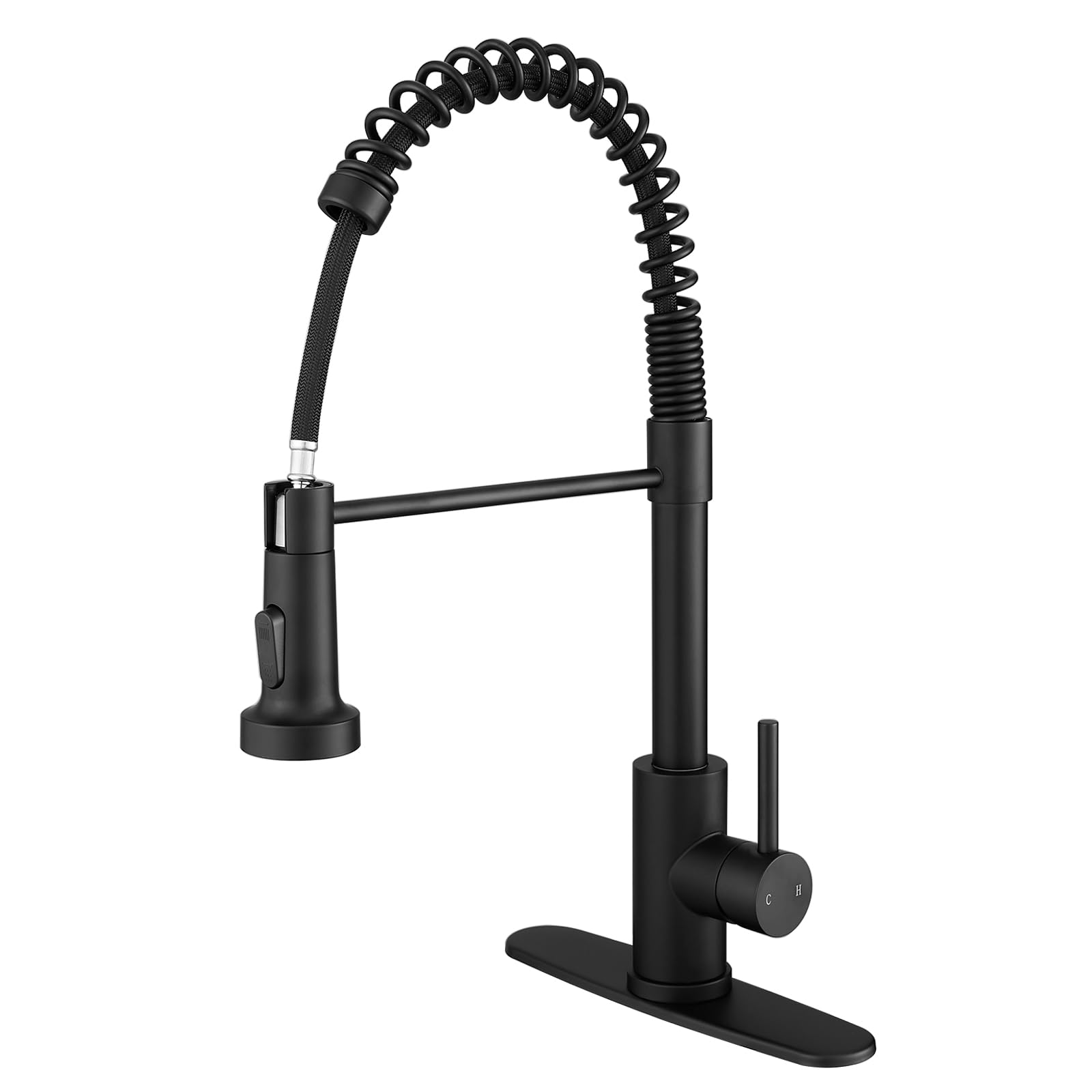 VOTON Modern Black High Arc Pull Down Kitchen Faucet with Dual Function Sprayer - Farmhouse Sink Faucet for Bar, RV, Kitchen & Laundry | Perfect for Cooking, Washing Dishes & Utility Tasks