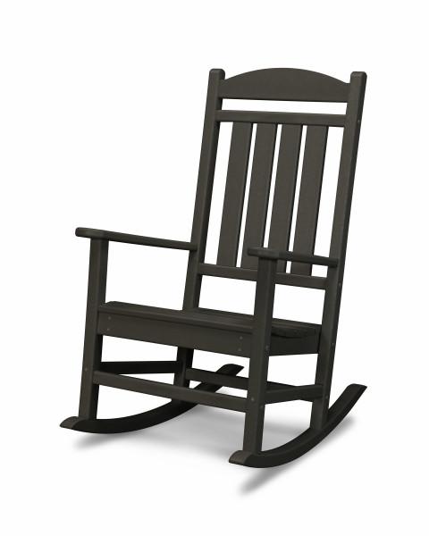 Premium POLYWOOD Black Presidential Rocking Chair - Heavy-Duty All-Weather Outdoor Furniture for Patio, Garden & Porch Relaxation