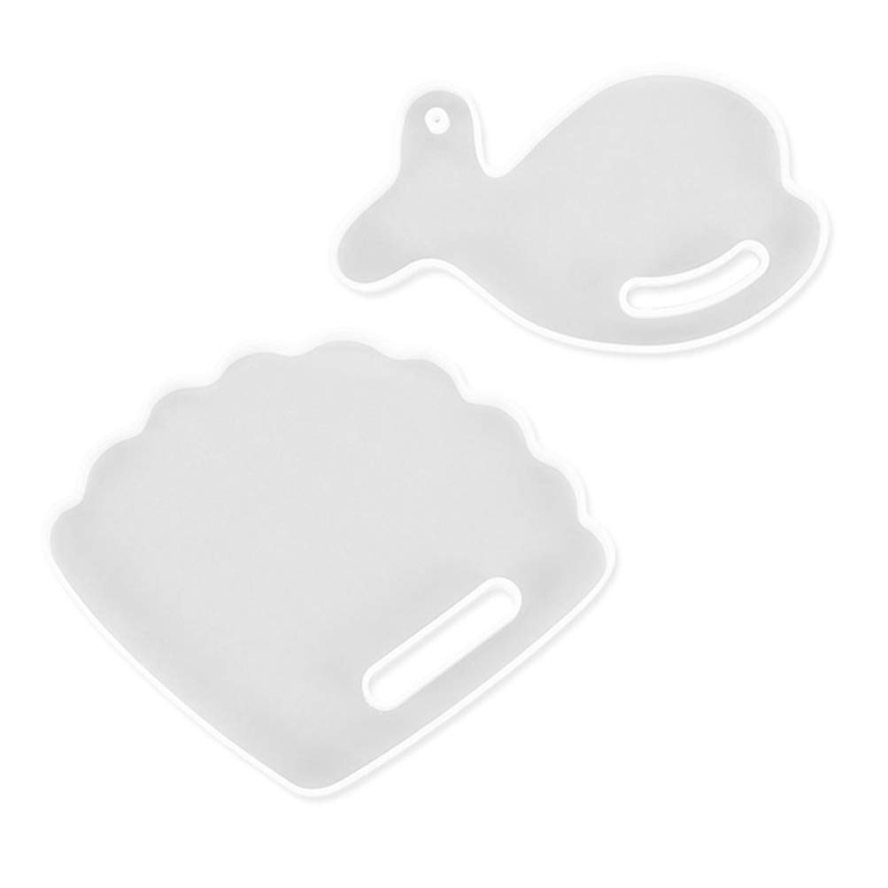 2pcs Animal Coaster Molds - Silicone Epoxy Resin Tray Mold for DIY Crafts, Candle Wax & Cake Decorations (Dolphin & Fan Design) - Perfect for Home Decor, Party Favors & Handmade Gifts