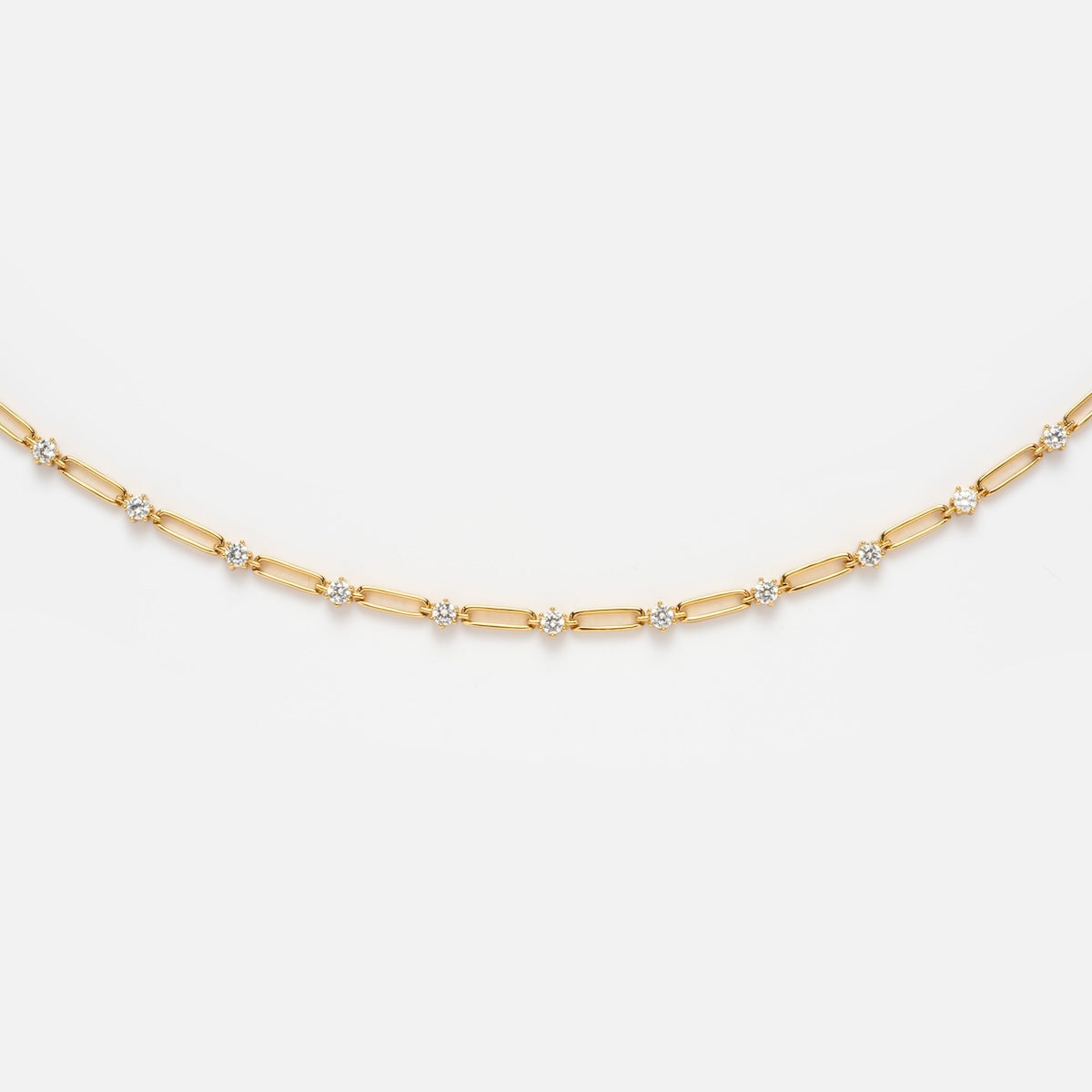 Sparkle Link Necklace for Women - Elegant Gold Chain Necklace with CZ Stones, Perfect for Parties, Weddings & Everyday Wear
