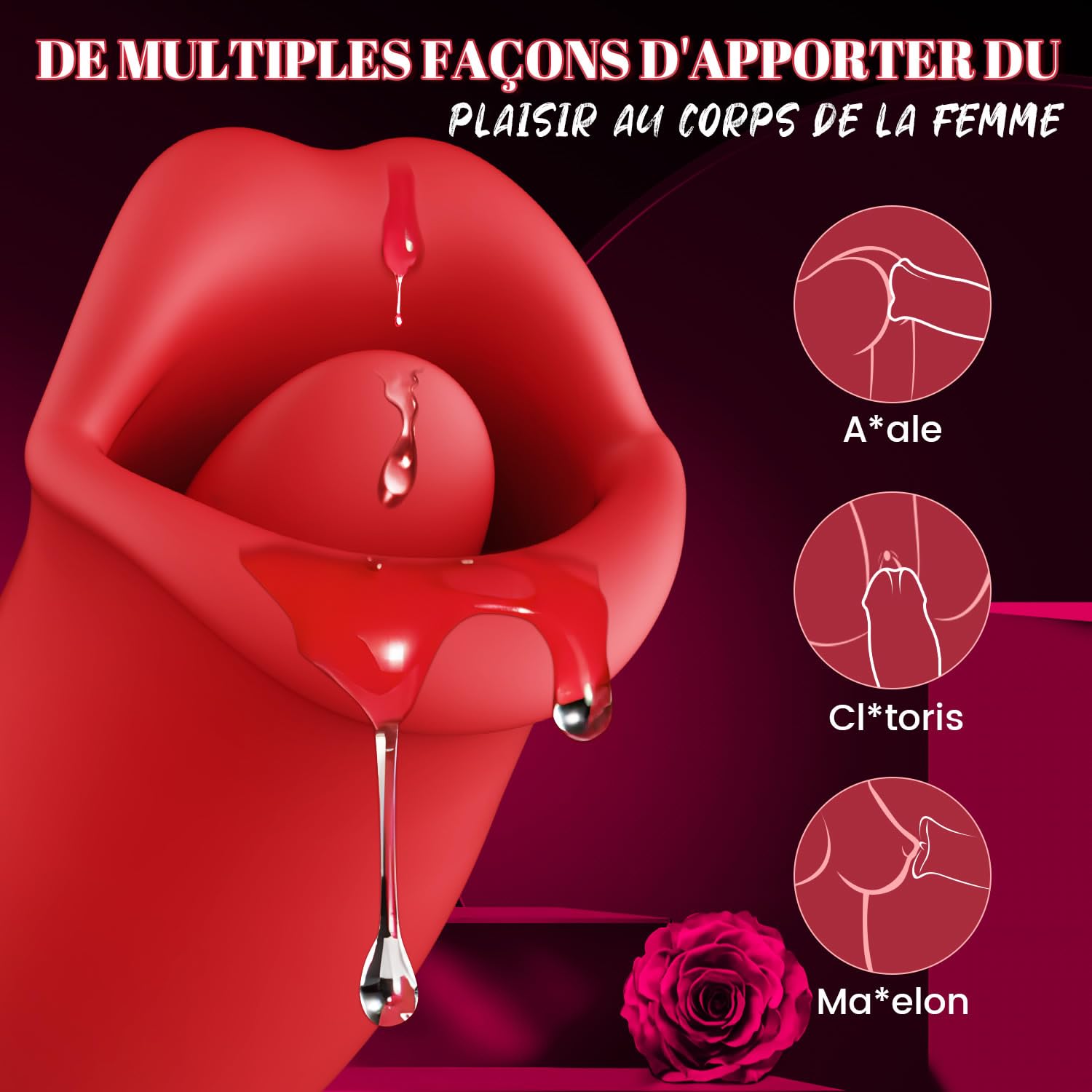 **10-Speed Rose Clitoral Vibrator for Women - Dual-Action Tongue Licking & G-Spot Stimulation - Powerful Rechargeable Adult Sex Toy with Bite & Vibration Modes - Perfect for Solo Play & Couples Foreplay**