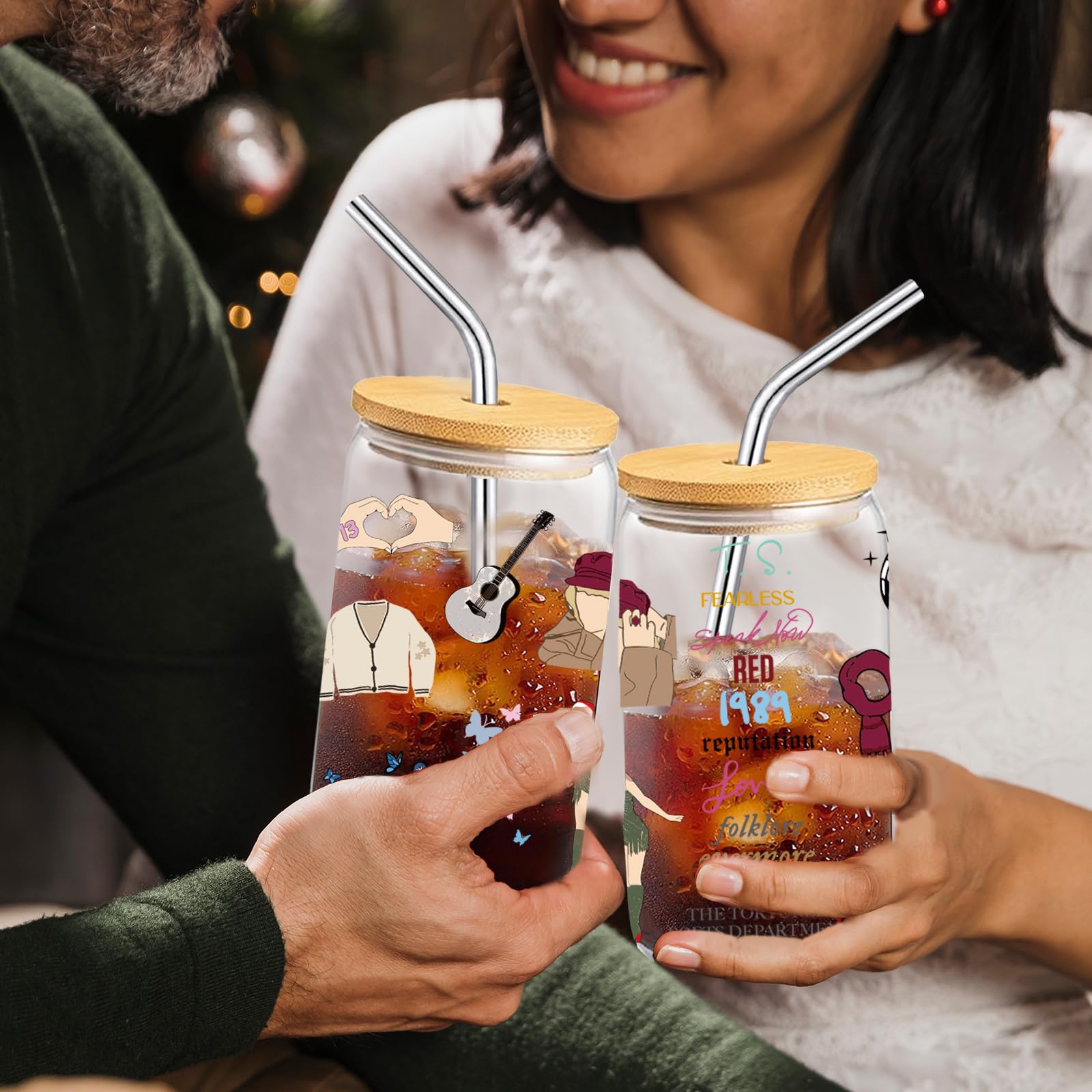 Funny Christmas Glass Cup for Women - 16 oz Insulated Tumbler with Lid & Straw, Cute Coffee Mug for Holiday Parties, White Elephant Gifts, Stocking Stuffers - Perfect for Sisters, Daughters & Best Friends (Great for Office Celebrations, Secret Santa & Family Gatherings)