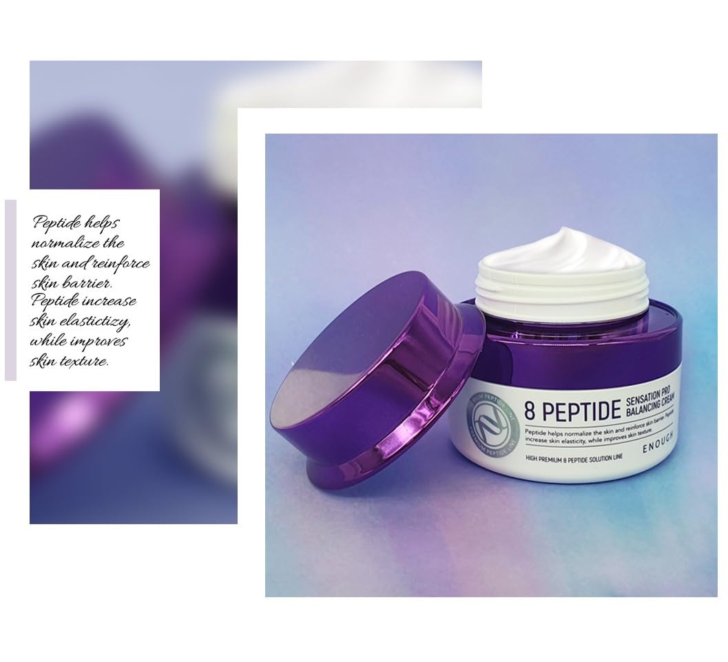Premium Collagen Peptides & Hyaluronic Acid Facial Moisturizer - Anti-Aging Firming Cream for Women, Korean Skincare for Face & Neck, 8 Peptide Sensation Pro Balancing Cream - Perfect for Daily Hydration & Nighttime Skin Repair