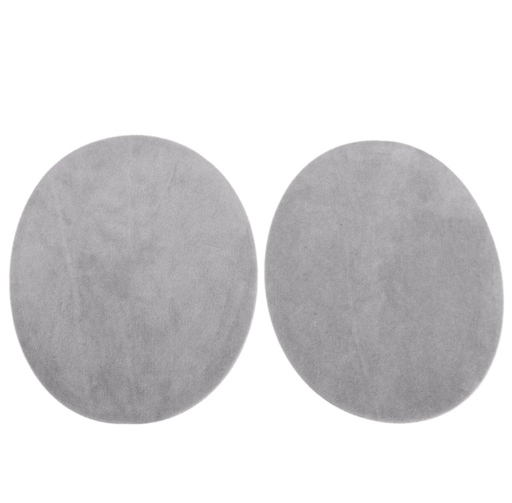 1 Pair Oval Flocking Iron-On Elbow Knee Patches (Light Grey) - Durable Fabric Repair for Jeans, Jackets & Workwear - Perfect for DIY Clothing Upgrades & Costume Design