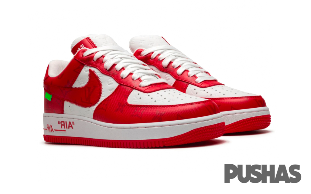 Nike Air Force 1 x Louis Vuitton x Virgil Abloh 'Red' Sneakers (2022) - Limited Edition Luxury Streetwear for Men's Fashion & Sneaker Collectors