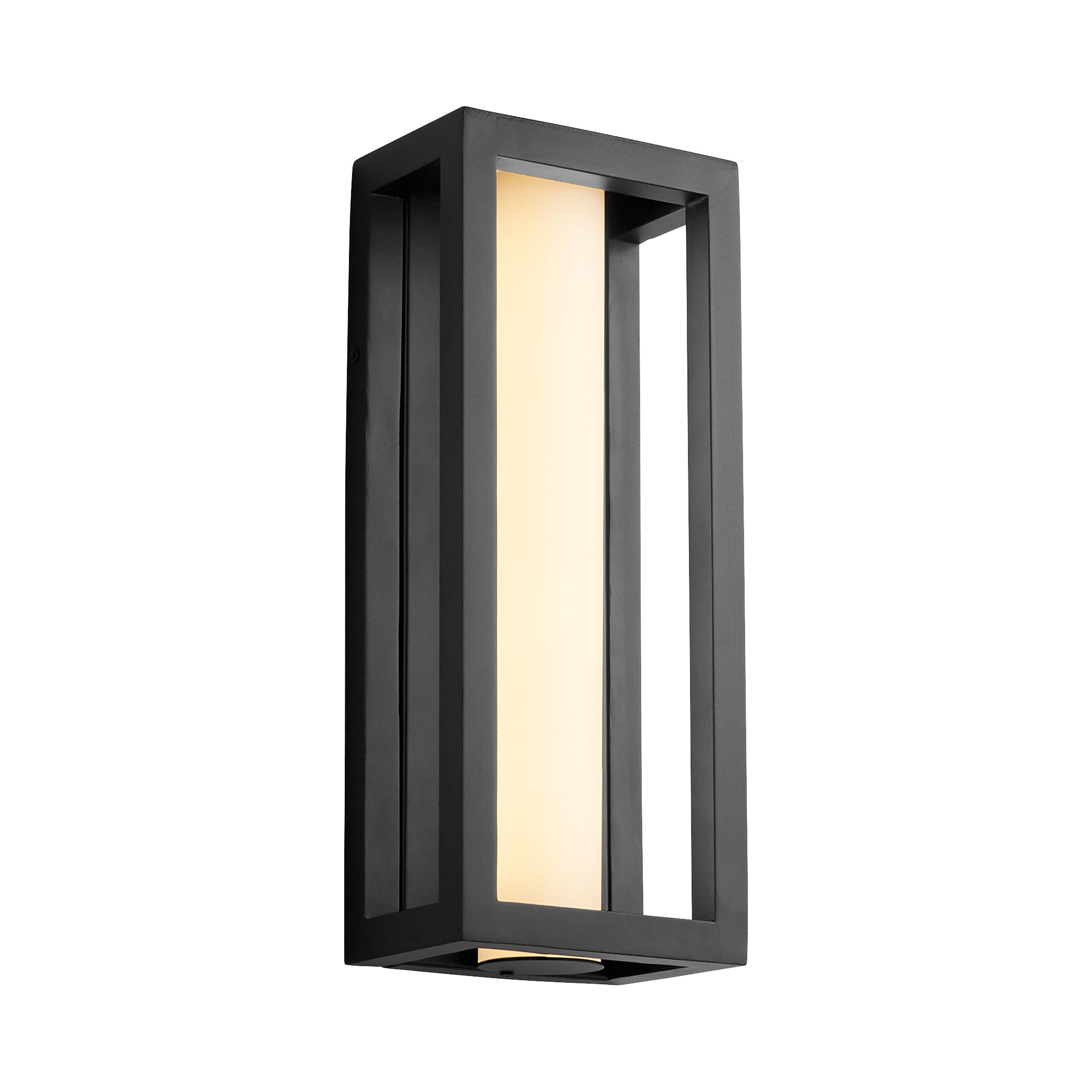 Oxygen Aperto 3 723 15 Outdoor Wall Sconce - 16 Inch Medium Lantern Light, 3000K Warm White, Transitional Black Finish - Perfect for Porch, Patio, Garden & Entryway Lighting