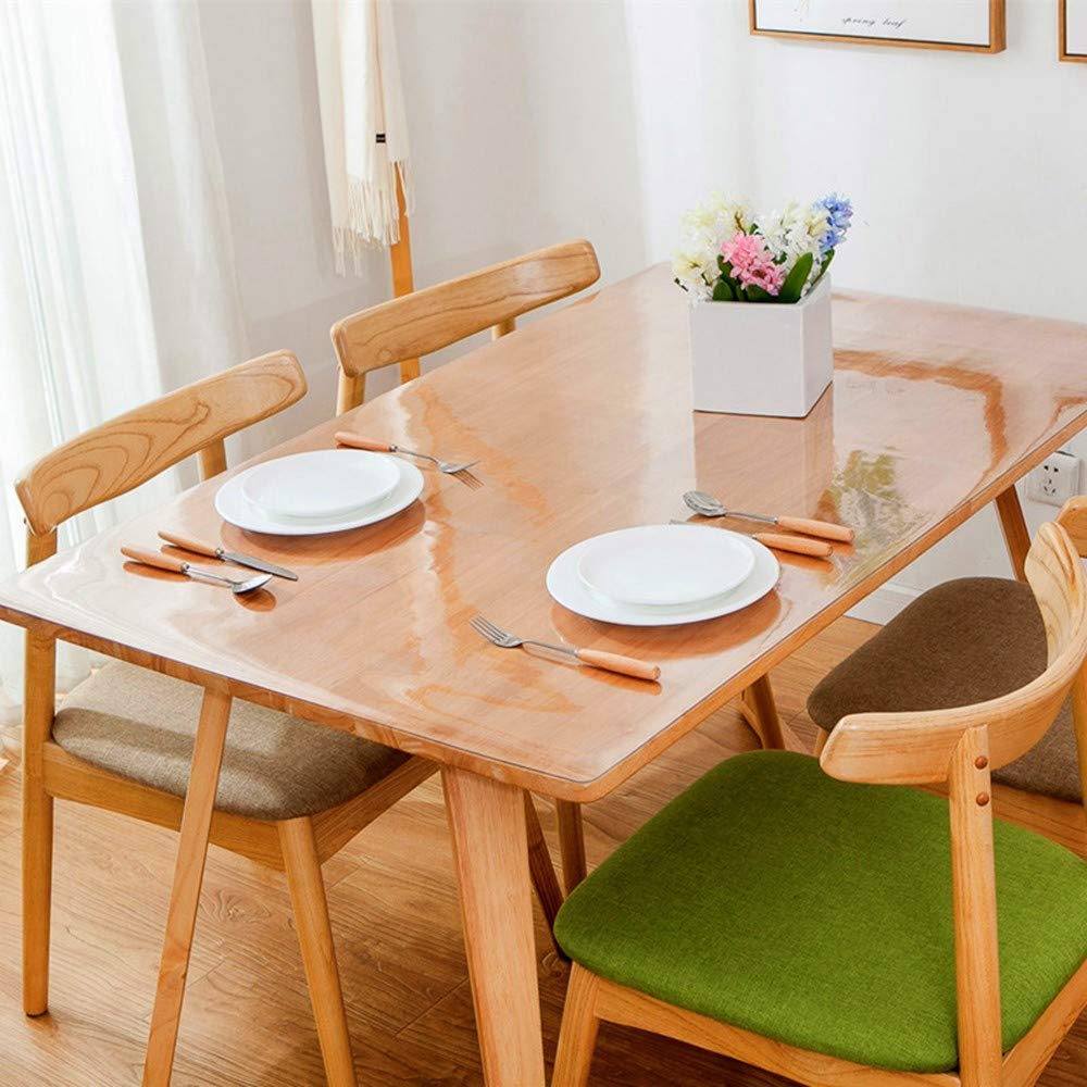 VALLEY TREE 46 x 96 Inch Clear PVC Table Protector - 1.5mm Thick Waterproof Plastic Desk Mat for Dining Table, Office Desk, Crafting & Study - Perfect for Spill Protection & Surface Safety