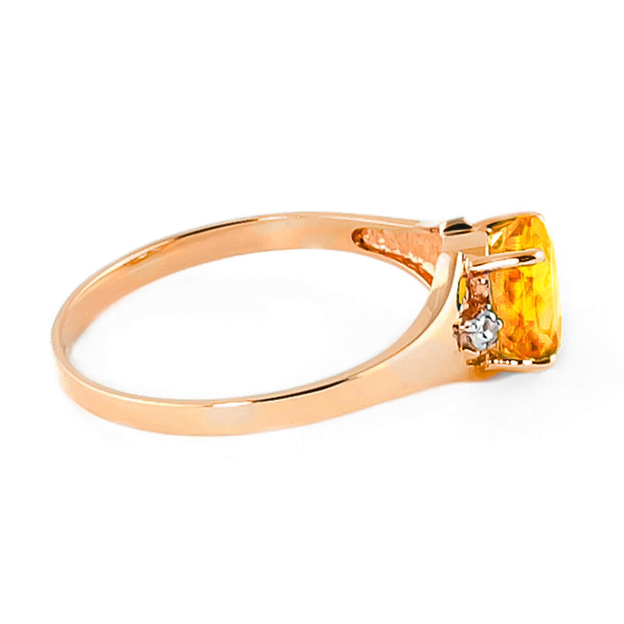 14K Solid Rose Gold Ring with 0.76 Carat Genuine Diamonds & Natural Oval Citrine - Elegant Jewelry for Weddings, Anniversaries & Special Occasions