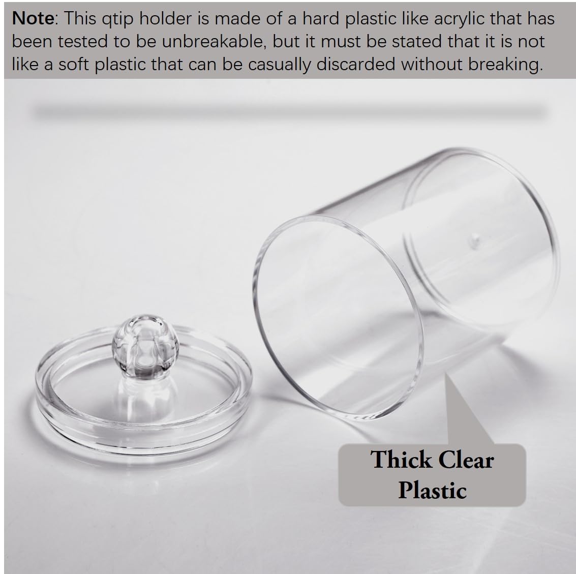 WEISHI 4-Pack Clear Plastic Apothecary Jars with Lids - Cotton Ball Holder, Q-Tip Dispenser, Swab & Round Pad Organizer for Bathroom Vanity Storage - Perfect for Makeup, Dental Floss, and Small Beauty Accessories Organization