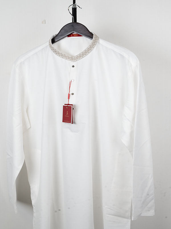 Premium Blended White Special Kurta by J. Junaid Jamshed - Elegant Traditional Pakistani Attire for Men, Perfect for Weddings, Festivals & Special Occasions