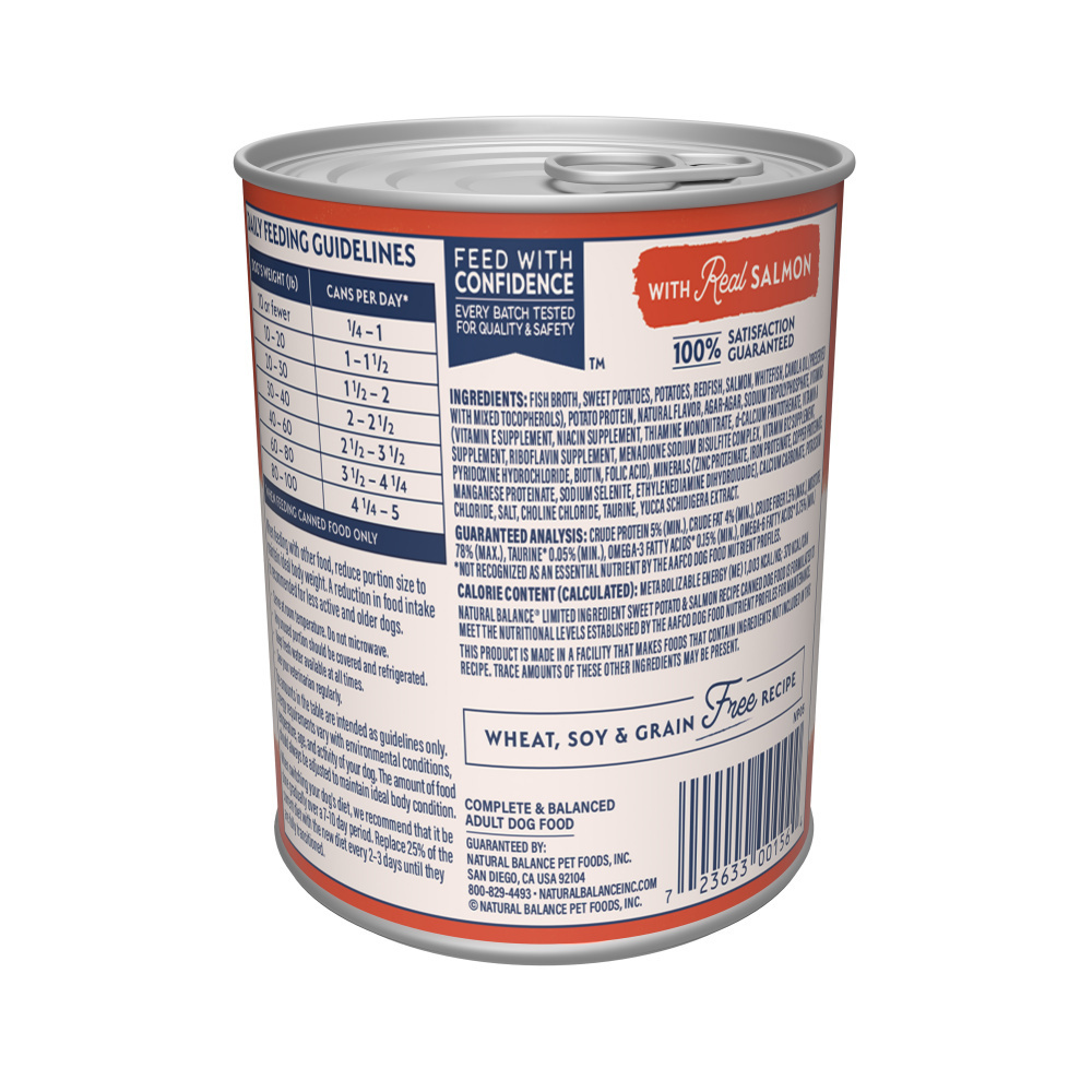 Natural Balance Limited Ingredient Grain Free Wet Canned Dog Food - Sweet Potato & Salmon Recipe for Sensitive Stomachs | Perfect for Dogs with Allergies & Digestive Issues
