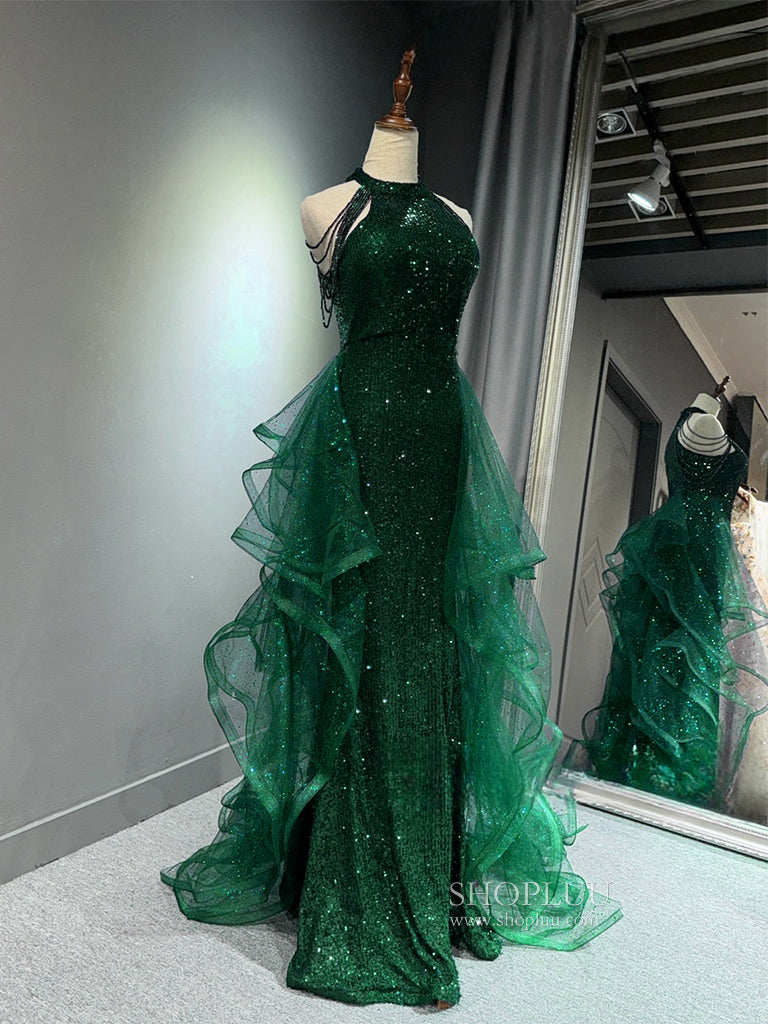 Elegant Dark Blue A-Line Tulle Sequin Long Prom Dress - Formal Evening Gown for Homecoming, Ball, and Special Occasions