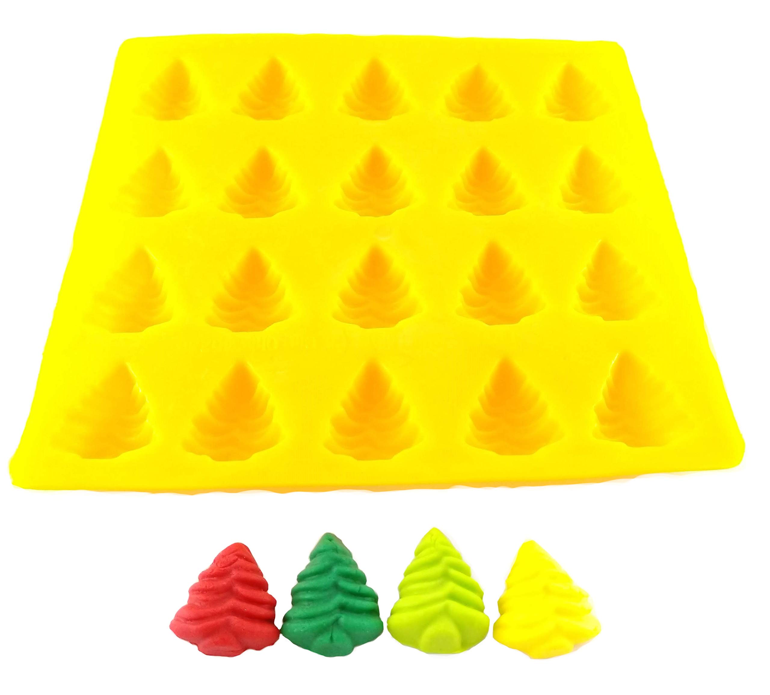 Flexible Silicone Pine Tree Christmas Candy Molds (20 Cavity) - Perfect for Cream Cheese Mints, Candy Melts, Fondant, Caramels & Soft Candies - Ideal for Holiday Baking, DIY Treats & Christmas Party Desserts