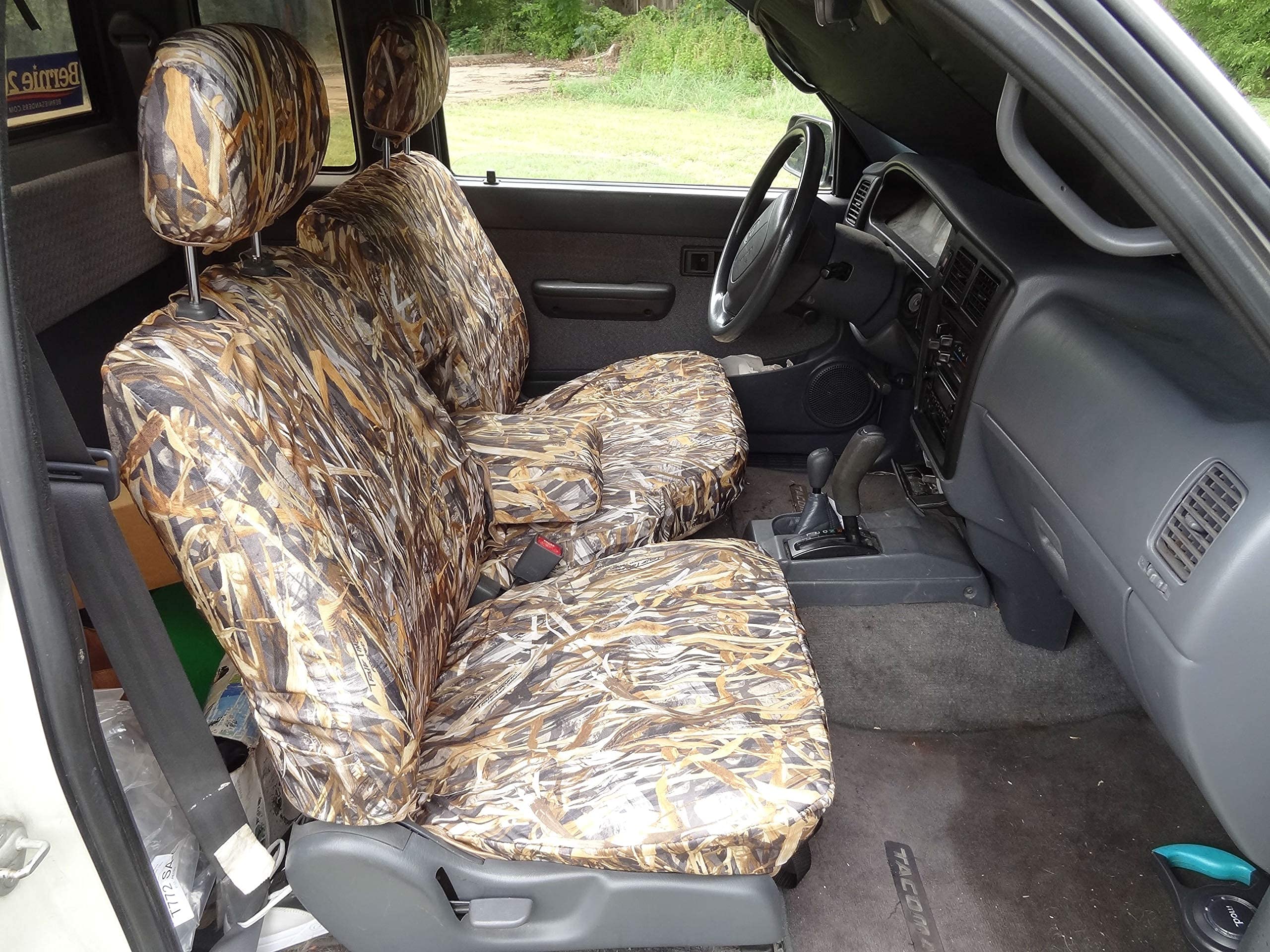 Premium Durafit Seat Covers for 1995-2000 Toyota Tacoma - Custom Fit 60/40 Split Bench Front Seat with Armrest & Shifter Cutout | Waterproof Savanna Camo Endura Fabric | Perfect for Off-Roading, Hunting & Outdoor Adventures