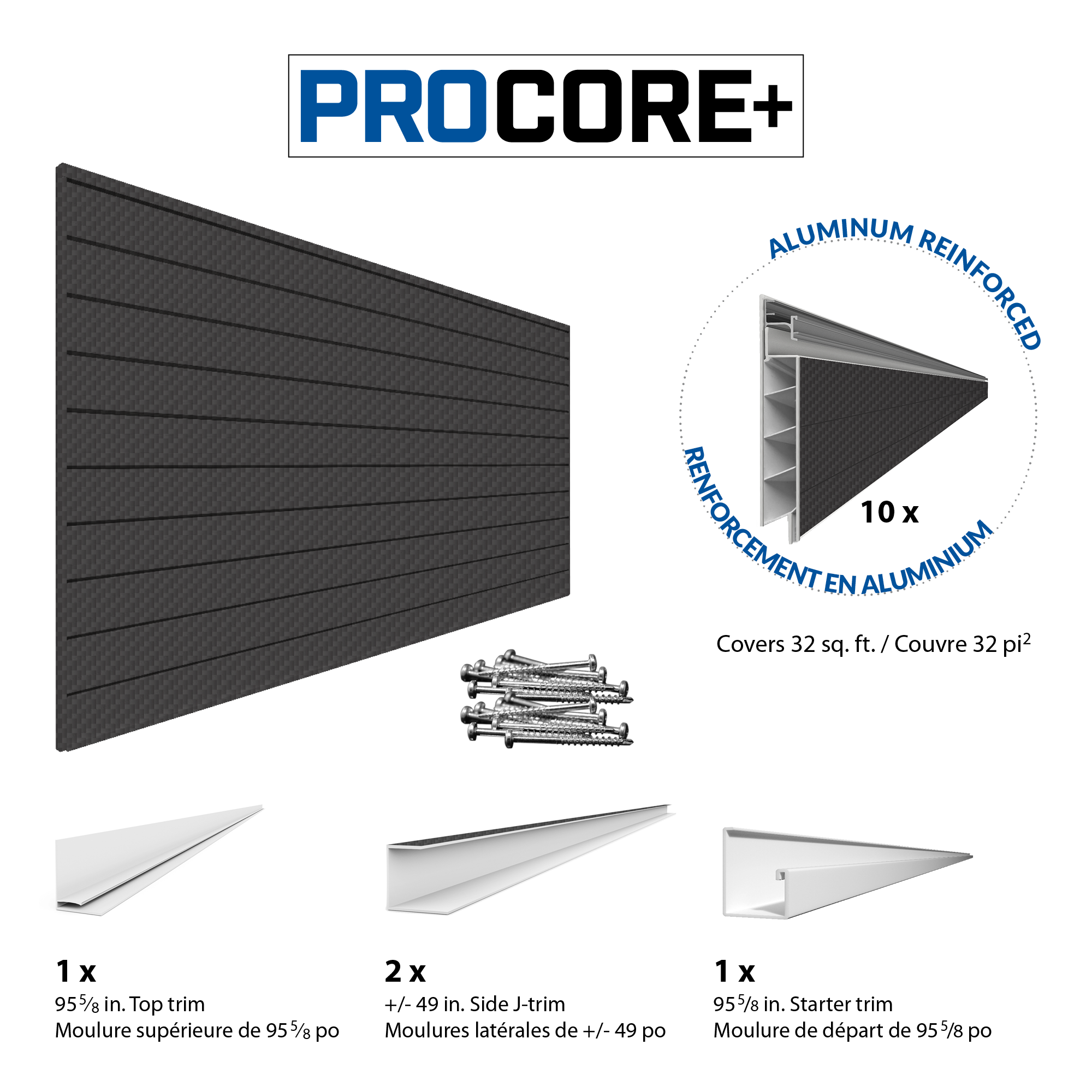 PROCORE+ Black Carbon Fiber Slatwall Mini Bundle - Premium Wall Organizer for Retail & Garage Storage - Perfect for Displaying Tools, Accessories & Merchandise