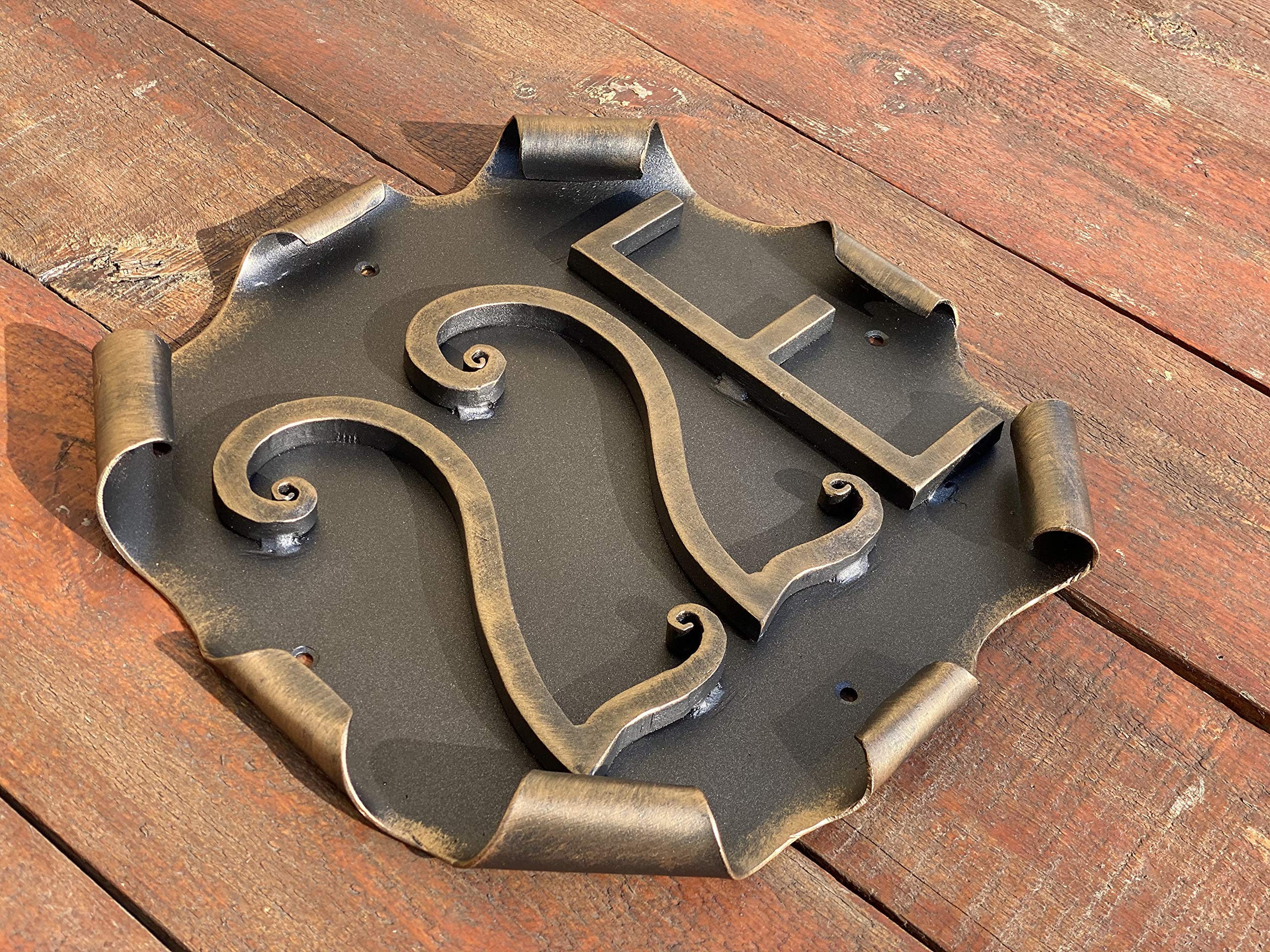 Hand-Forged House Number Plaque - Custom Metal Address Sign for Home & Garden - Perfect for Curb Appeal, Mailbox, or Front Door Decoration